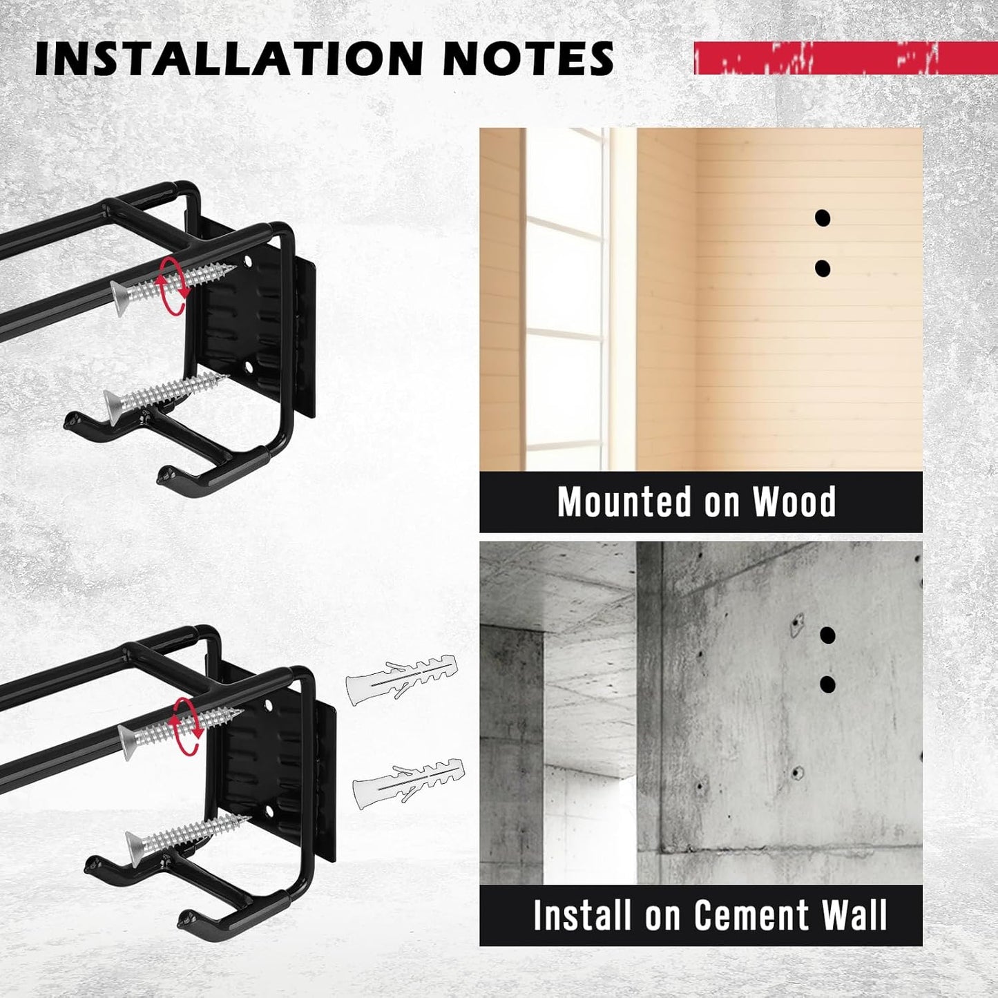 4-Piece 9.4" Heavy Duty Garage Hooks, Sturdy Utility Hooks Holds 55 LB Wall Mount Garden Tool Organizer Hangers for Hanging Shovel Ladder Chairs Strollers Power Tool Tire and More (Black)