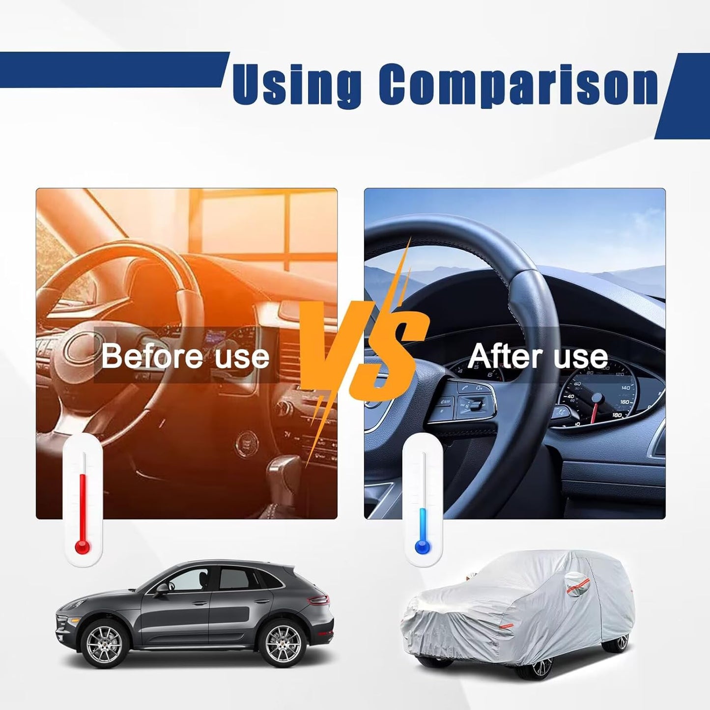 Kayme 6 Layers SUV Car Cover Custom Fit for VW Volkswagen Taos(2021-2025) Waterproof All Weather for Automobiles, Outdoor Full Cover Rain Sun UV Protection.Silver