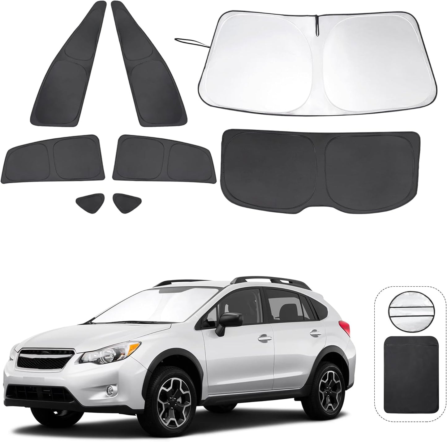 TINGLU Window Shades for Subaru Crosstrek 2013 2014 2015 2016 2017 Accessorie Car Side Full Windows Rear Triangular Windshield Sun Shade Sun UV Rays & Privacy Protection for Camping,Napping 8PCS