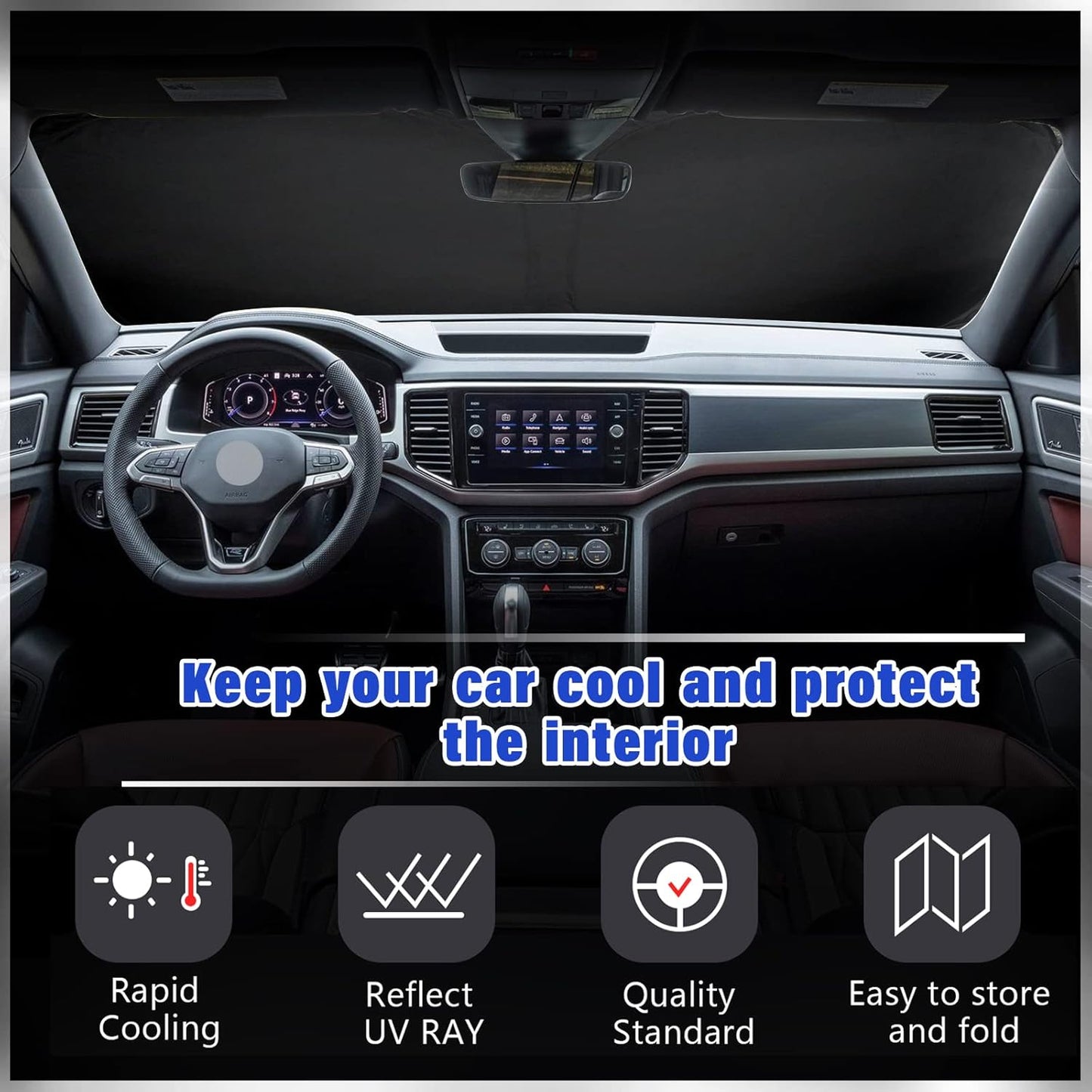 Car Windshield Sunshade Cover Shield Visor (2018-2025 VW Atlas Cross Sport)