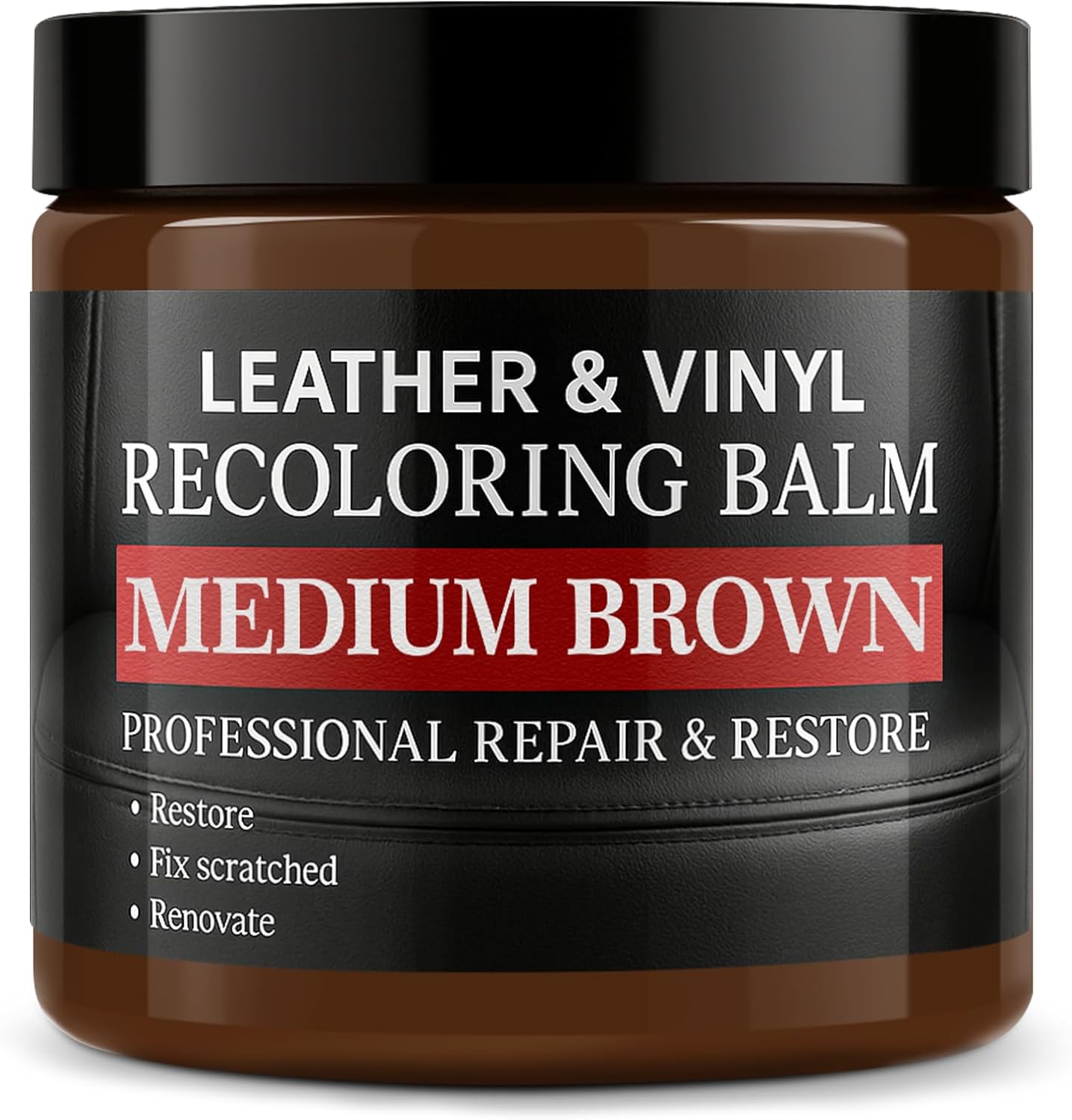 Leather Color Restorer, Leather Recoloring Balm, Scratch Remover, Leather Dye, Leather Paint, Leather Repair Kit for Furniture Couches Car Seats Shoes Bags, Medium Brown