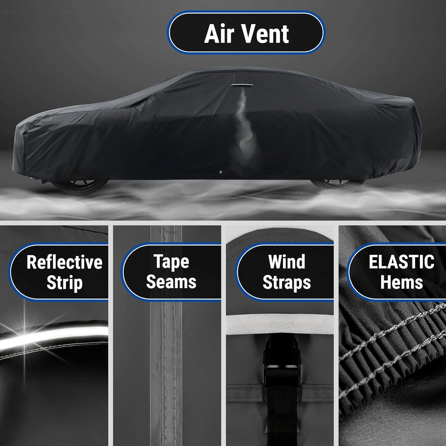 iCarCover Custom Car Cover for Chevy Aerosedan Fleetline (1941-1948) Waterproof All Weather Rain Snow UV Sun Protector Full Exterior Indoor Outdoor Car Cover (Stripe - Black/Red)