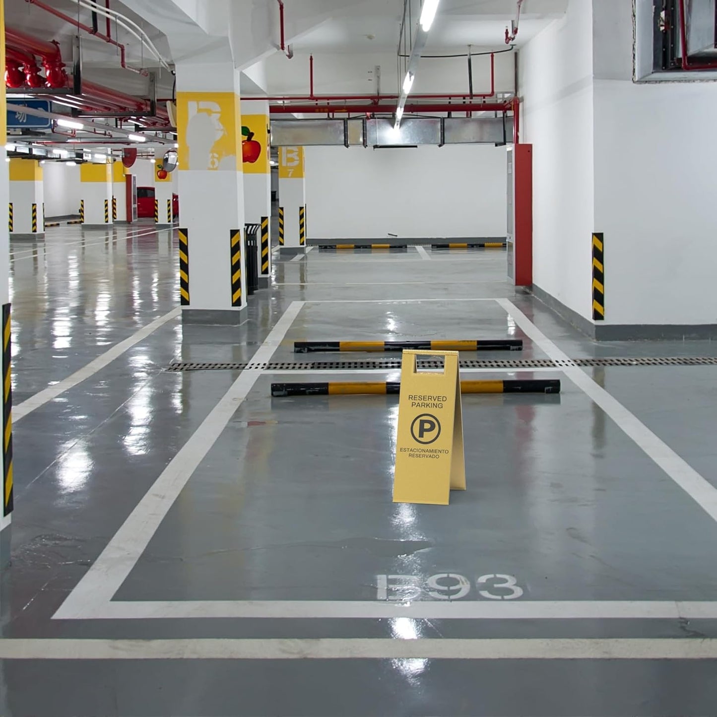 Reserved Parking Sign – Foldable Heavy Duty Plastic A-Frame with Bold “P” Symbol, Bilingual English & Spanish – 24" Tall Reserved Spot Marker for Storefront, Driveway, Garage – Gold