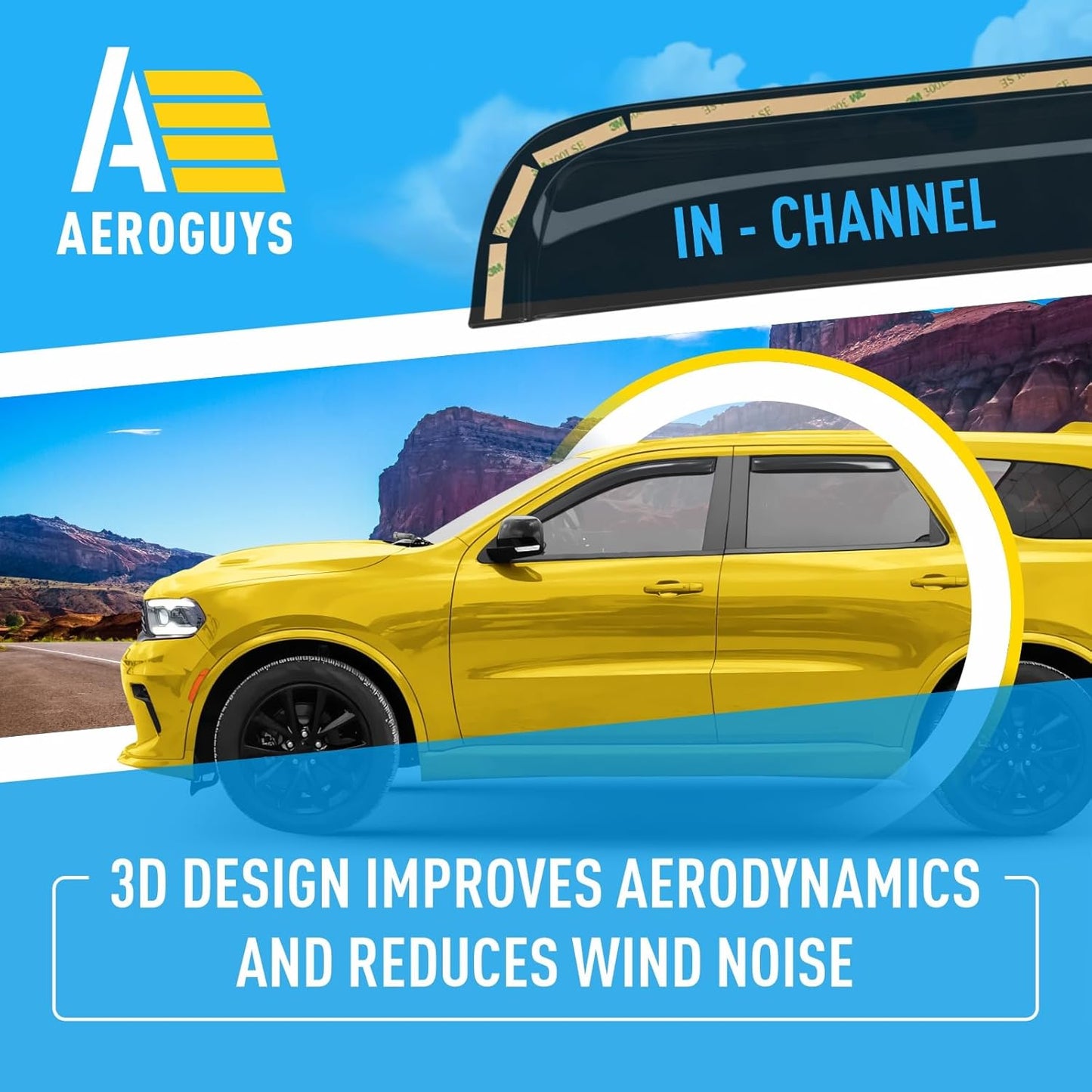 Extra Durable Window Deflectors in-Channel Window Visors Rain Guards Fit for Dodge Durango 2011-2025, Sun Visors, Wind Vent for Shades, Exterior Car Accessories - 4pcs. AG0274