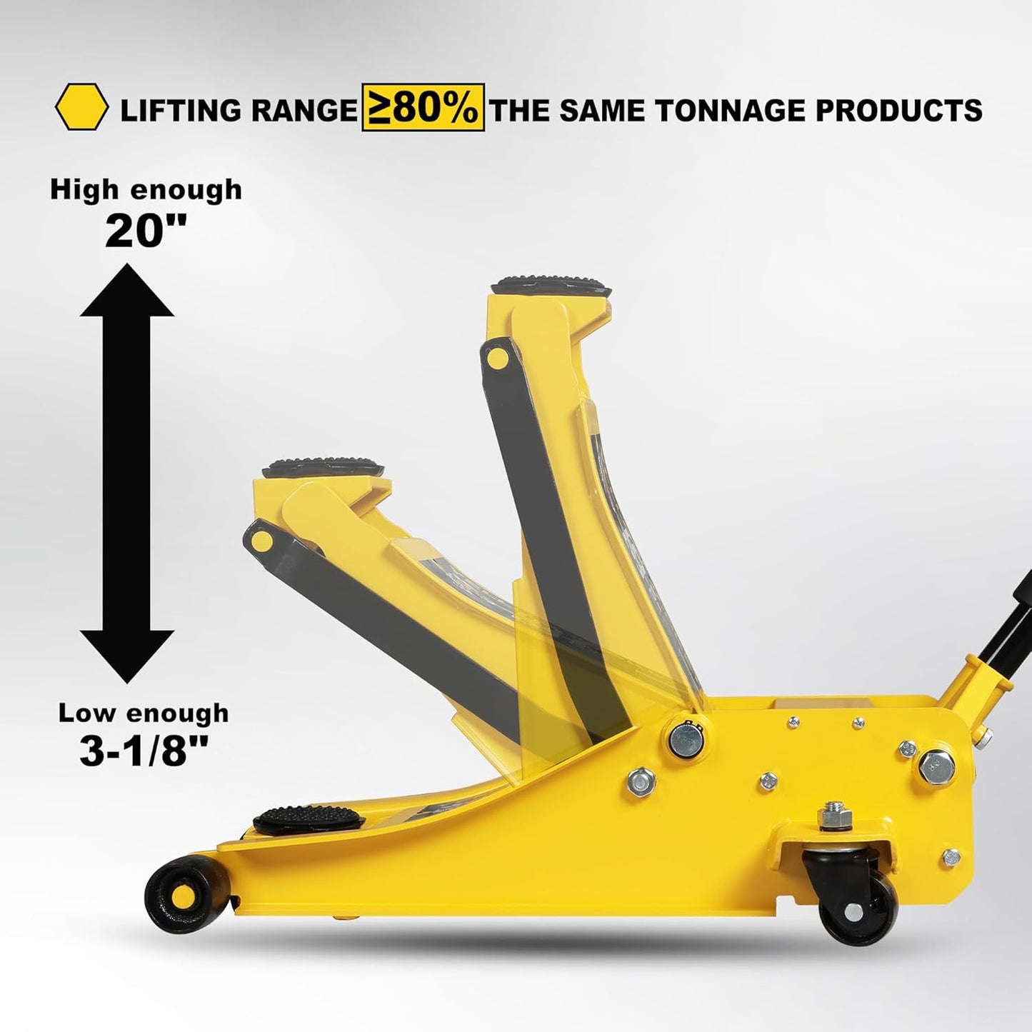 YELLOW JACKET 3.5 Ton Low Profile Floor Jack Quickly Lift Hydraulic Car Jack with Dual Pumps, 7700 lb Capacity