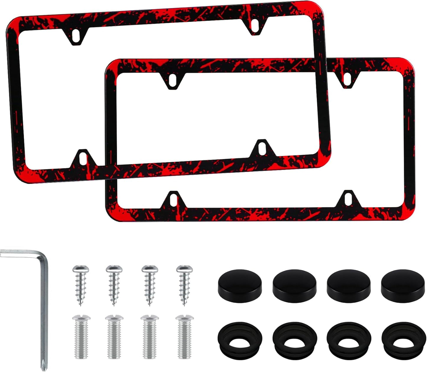 LivTee Black License Plate Frames, 4 Holes Stainless Steel License Plate Covers, 2PCS Car License Plate Holder, Automotive Exterior Accessories, Blood Splatter