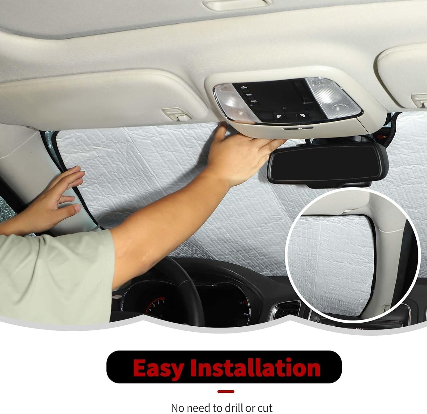 RT-TCZ Windshield Sunshade Sun Shade Heat Shield Window Sun Visor Mat for Dodge Durango 2011-2024,Silver