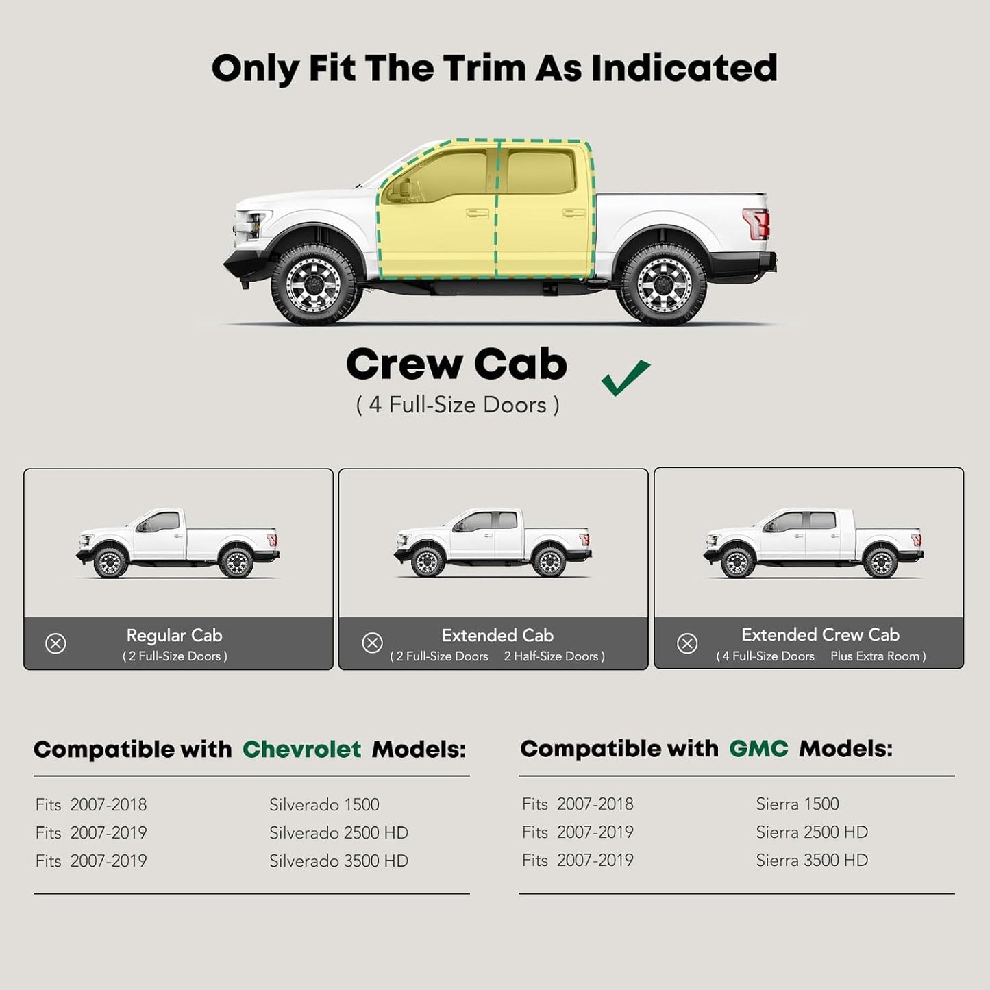 YHTAUTO 5 Inch Running Boards Side Steps Fit Chevy Silverado/GMC Sierra 2007-2018 1500 & 2500 HD 3500 HD 2007-2019 Crew Cab Exclude Classic Model