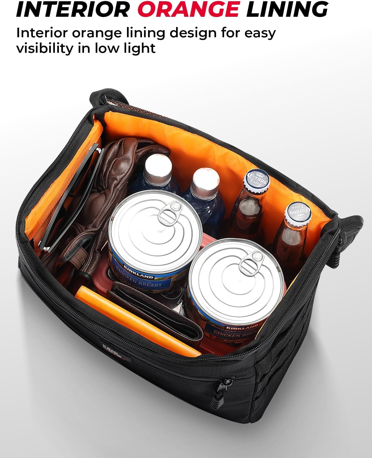 KEMIMOTO Upgrade Motorcycle Saddle Bags Middle-Sized Throw Over Saddlebags Orange Liner Scooter Panniers 26L Universal Compatible with Softail Sportster Cruiser Motorbike Dirt Bike