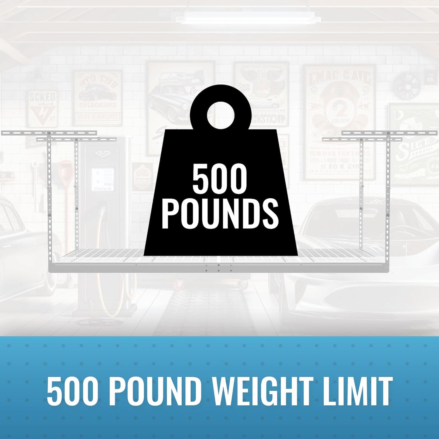 2-Pack 4 x 8 MonsterRax Overhead Garage Storage Rack, Ceiling Racks for Garage, Organization Shelving, Adjustable Hanging Shelf, White, 24"-45" Height Adjustment,