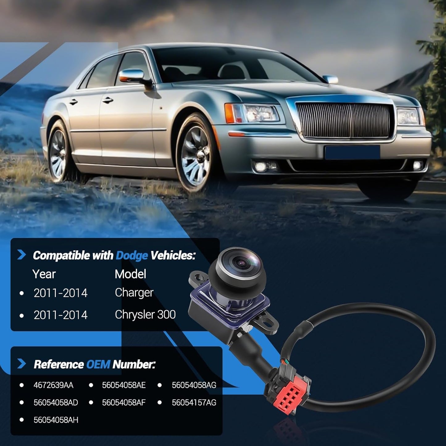 Rear View Backup Camera Compatible with 2011-2014 Dodge Charger Chrysler 300 Park Assist Camera Replaces 56054058AH 56054058AD 56054058AE 56054058AF 56054058AG