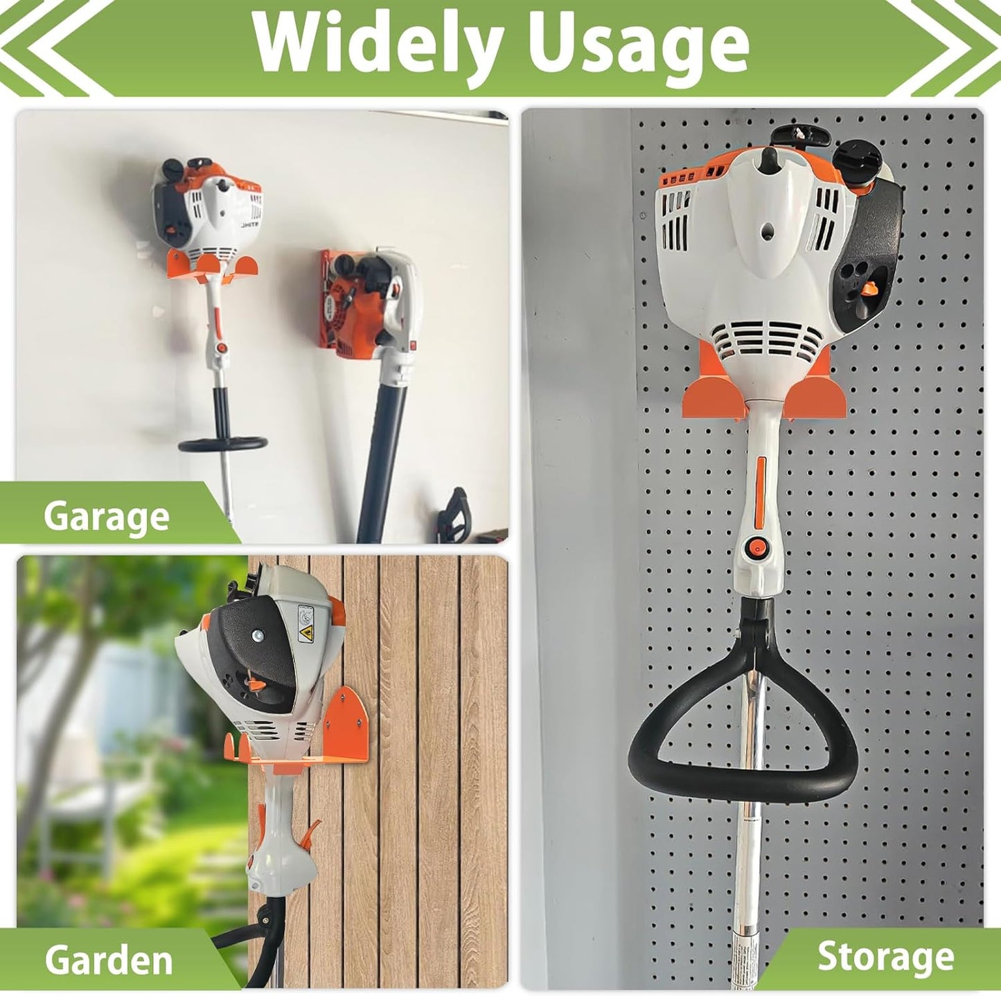 Trimmer Rack Wall Mount Heavy Duty Weedeater Hanger for Garage Wall Bracket Garage Organizer Weed Eater Hanger for Grass Trimmer, Garden Tools 2 Pack