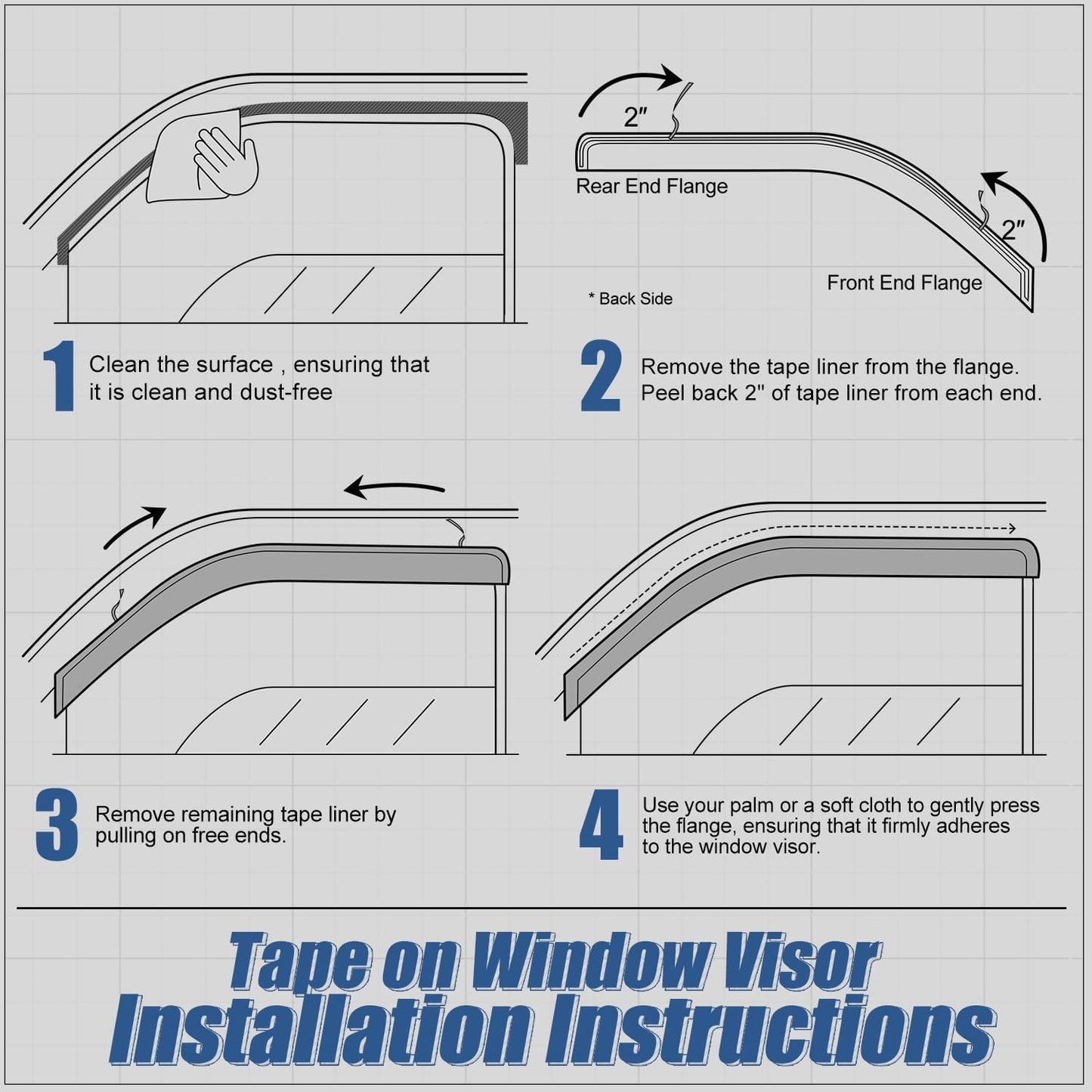 Auto Dynasty 4Pcs Carbon Fiber Pattern Window Visors Compatible with 2009-2014 Ford F150 Crew Cab, Tape-On Front & Rear Window Deflectors Rain Guards Sun Wind Air Side Vent Shade, Glossy Black
