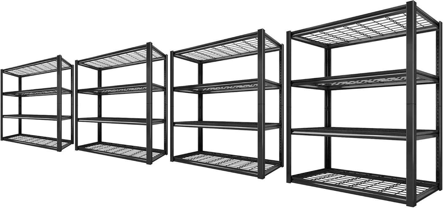 REIBII 40" W Garage Shelving 2240 LBS Storage Shelves Adjustable Heavy Duty Shelving 4 Tier Metal Shelves for Storage 59.5"H Metal Shelf for Pantry Basement Warehouse 40"W × 19.5"D × 59.5"H, 4 Pack