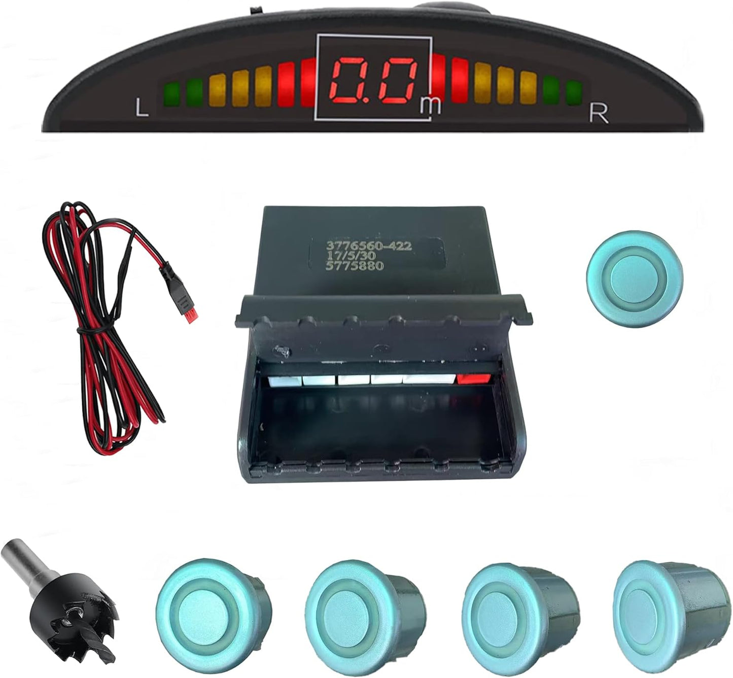 Pickup Truck Backup Radar System - Four 5.95m Sensors for Rear Installation, Compatible with Front Bumper Mounting - Enhance Safety & Visibility(Silver)