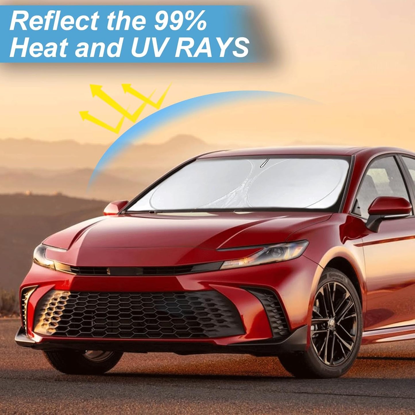 Sunshade for 2025 2026 Camry LE XLE Hybrid SE XSE Sedan Summer Interior Accessories Front Window Shield 210T Coating Cover for Windshield Sun Visor Protector 2026 Upgrade