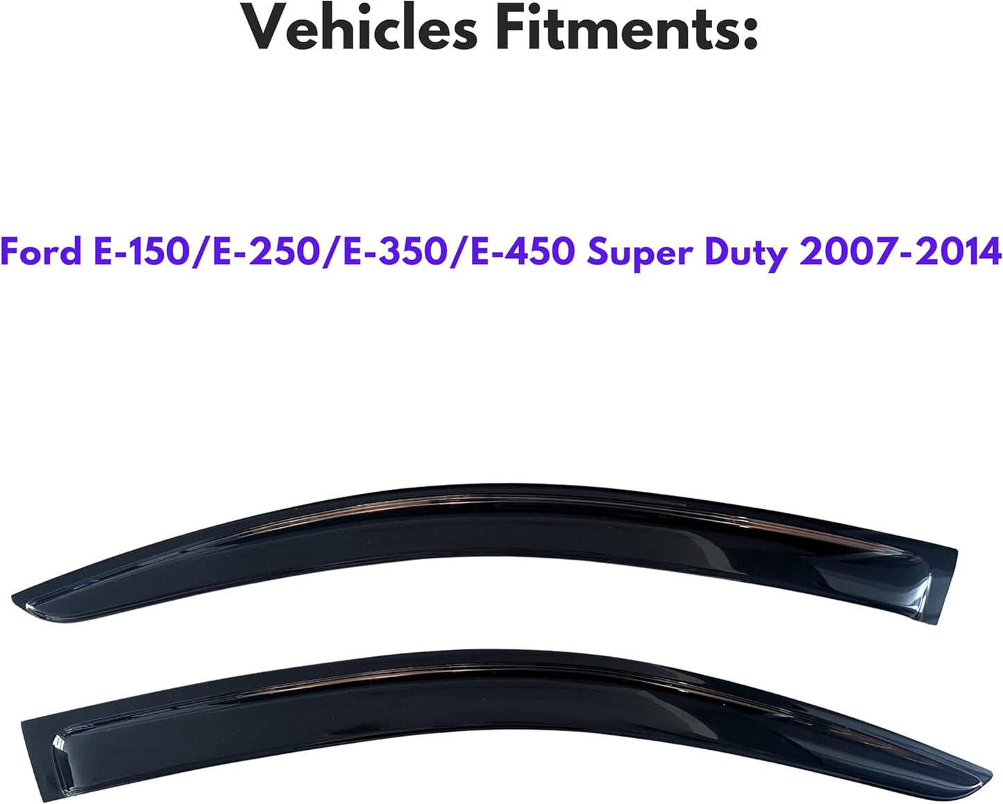 KPY Window Visor Compatible with 2007-2014 Ford E150 E250 E350 E450 Super Duty, Rain Guard Window Vent Deflectors Tape-On Style, 2007 2008 2009 2010 2011 2012 2013 2014