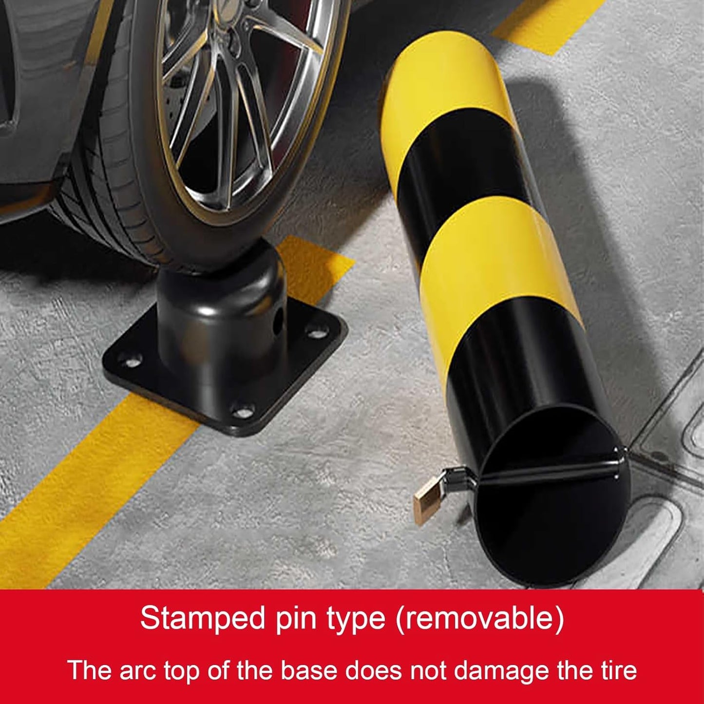 Steel Safety Bollard Post, with Lock Bollard Post Removable Security Posts, Parking Bollards, Parking Barriers Concrete, Powder Coat, for Parking Lot, Driveway and Sidewalk(Black (1pcs),75cm/29.5in)