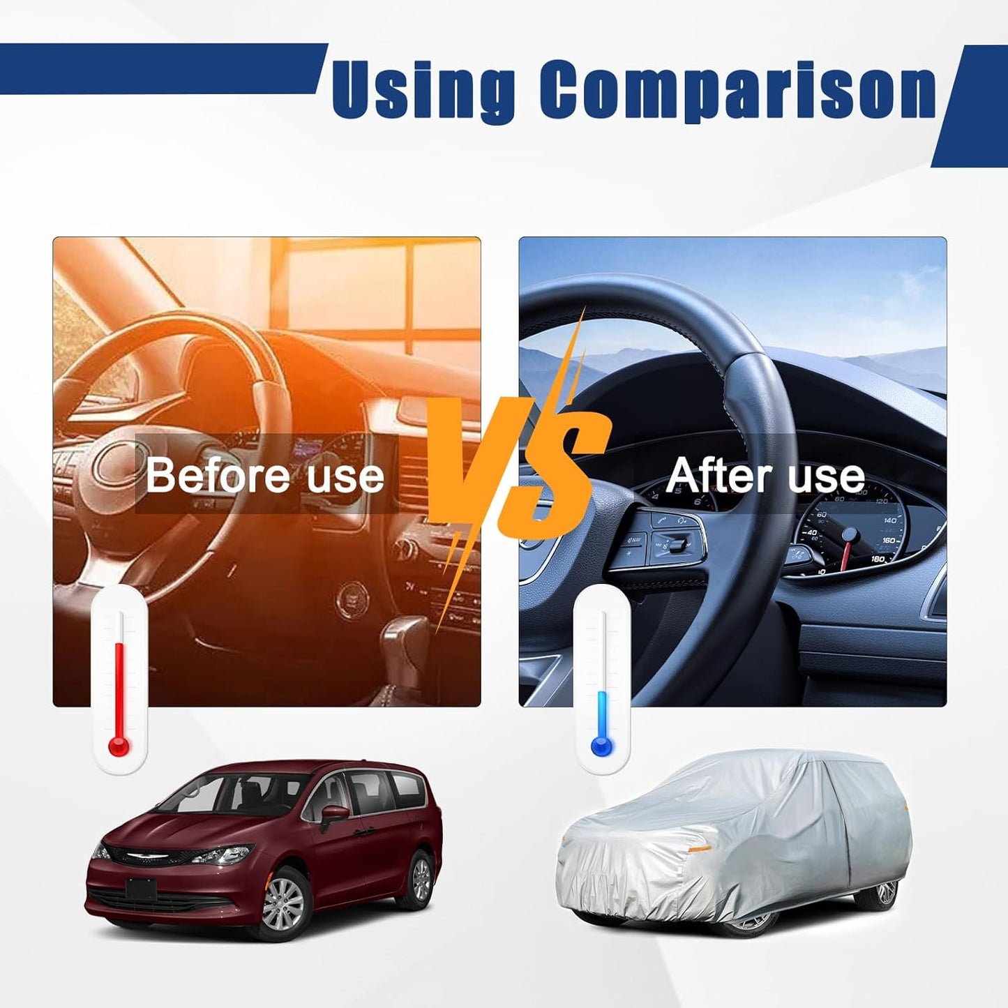 Kayme 6 Layers Car Cover Custom Fit for Chrysler Voyager/Pacifica (2016-2025) Waterproof All Weather for Automobiles, Outdoor Full Cover Rain Sun UV Protection.Silver