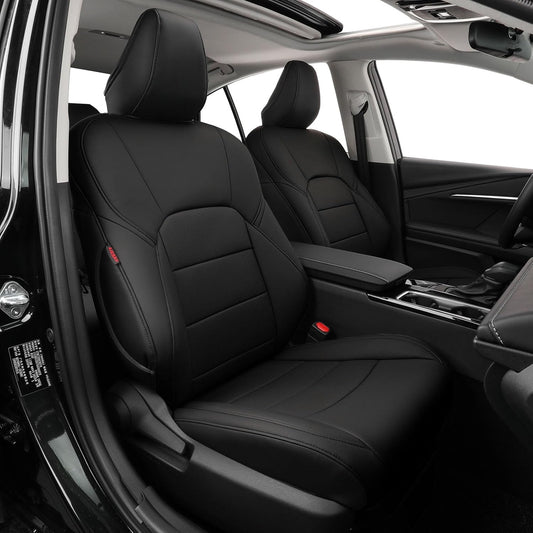 coverdream Leather Seat Covers Custom Fit for 2025 Toyota Camry (Hybrid) LE,SE,Fully Covered,Airbag Compatible Waterproof Car Seat Protector (Full Set,Black)