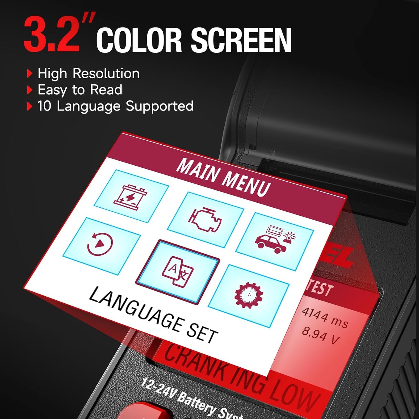 ANCEL BST600 Car Battery Tester with Printer - 12V/24V, 100-2000 CCA, Digital Auto Battery Load Tester - Cranking and Charging System Test for Heavy Duty Truck, Marine, Motorcycles, RVs, SUVs, Boats