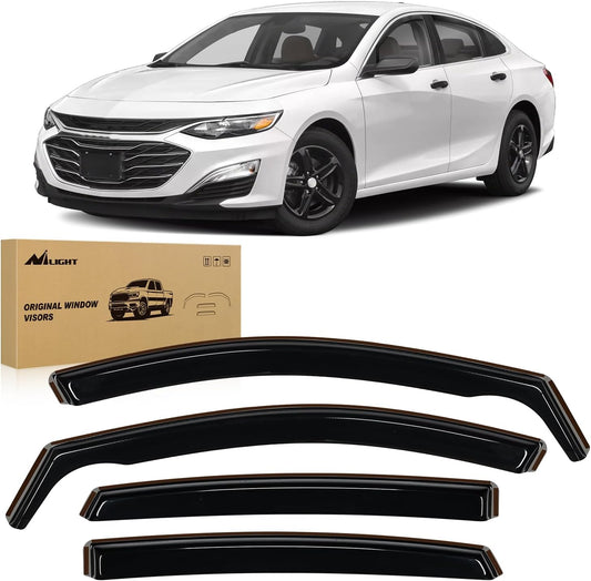 Nilight in-Channel Window Visors for Chevrolet (Chevy) Malibu 2016 2017 2018 2019 2020 2021 2022 2023 2024, Window Rain Guards, Original Window Deflectors-4PCS