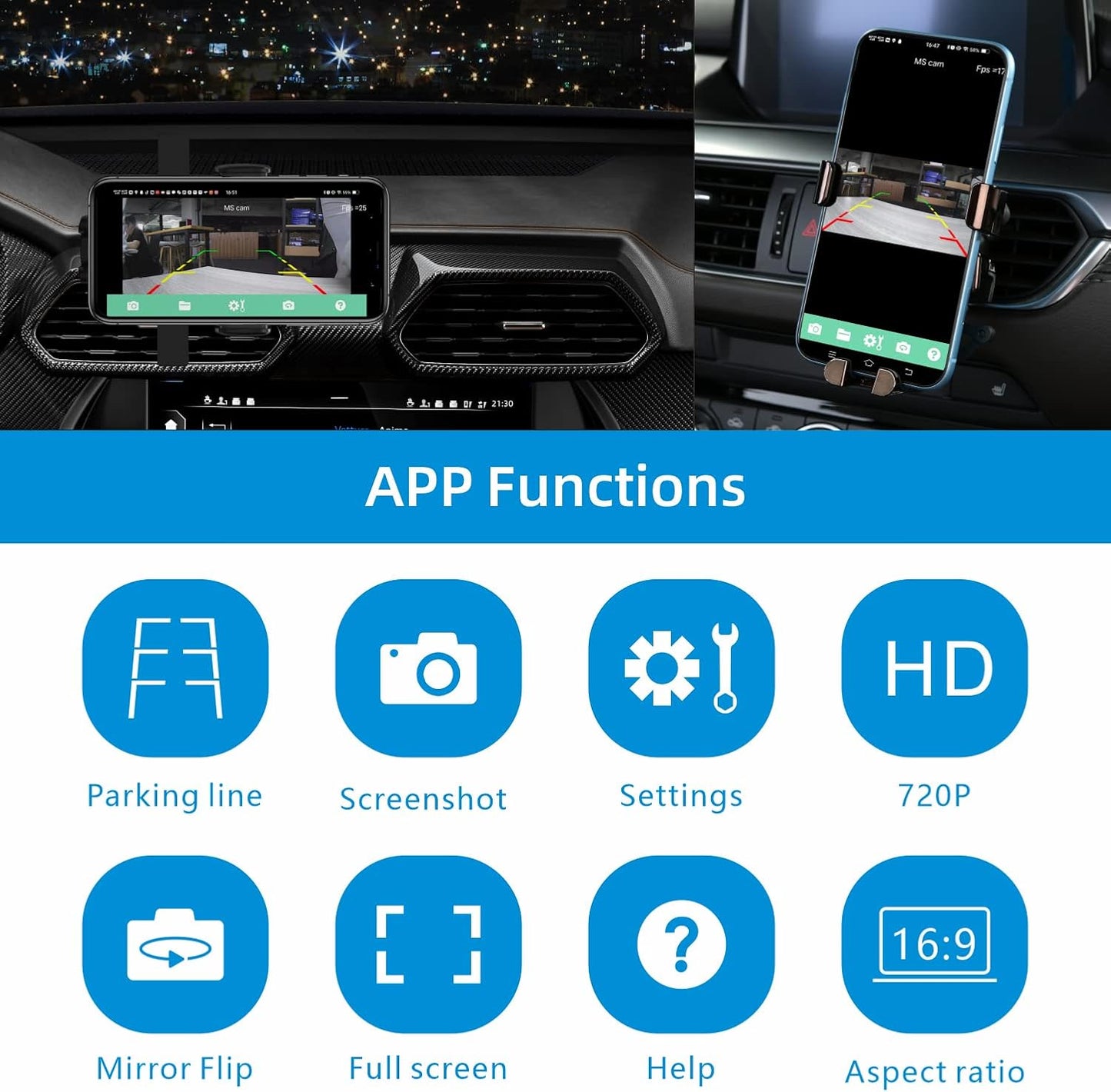 720P WiFi Backup Camera-Wireless Magnetic Reversing Camera with Rechargeable Battery, for Hitching Gooseneck Horse/Fifth Wheels Camper/RV/Trailer/Truck/Minivan, IP68 Waterproof