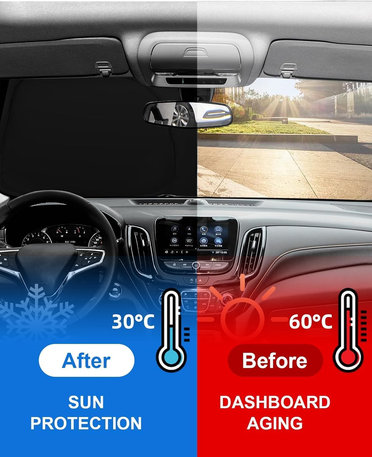 for Charger 2025 Windshield Cover Sunshade Foldable Shield for Dodge Charger 2023 2024, for Dodge Challenger 2006-2022 Front Window Sun Shades UV Protector 240T Reflective Sun Visor Accessories