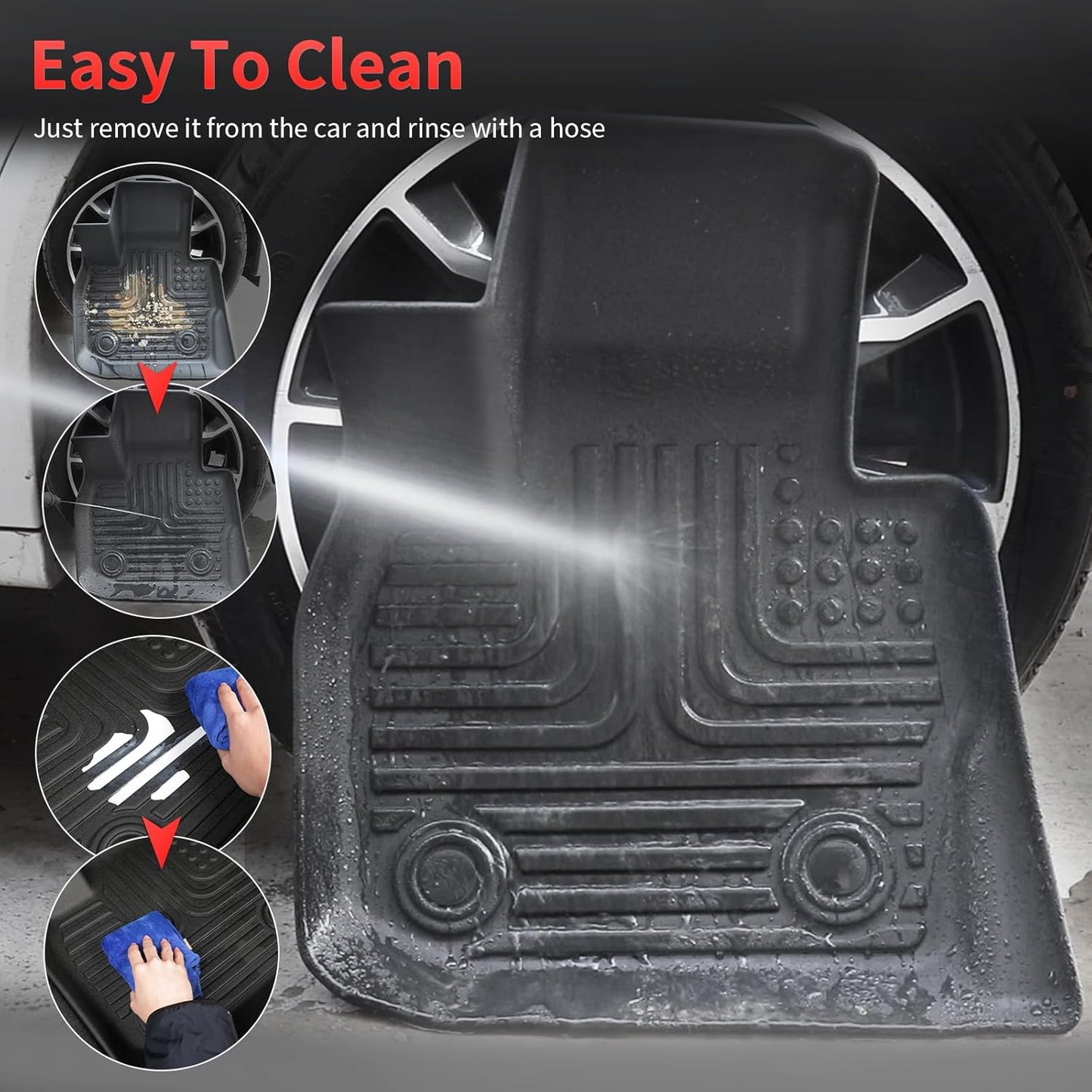 Wayhigh-All Weather Floor Mats Fit for 2015-2019 Ford Explorer 7 Seats TPE Car Mats Waterproof Heavy Duty Rubber Floor Liners for Explorer Accessories Custom Fit Black Liners