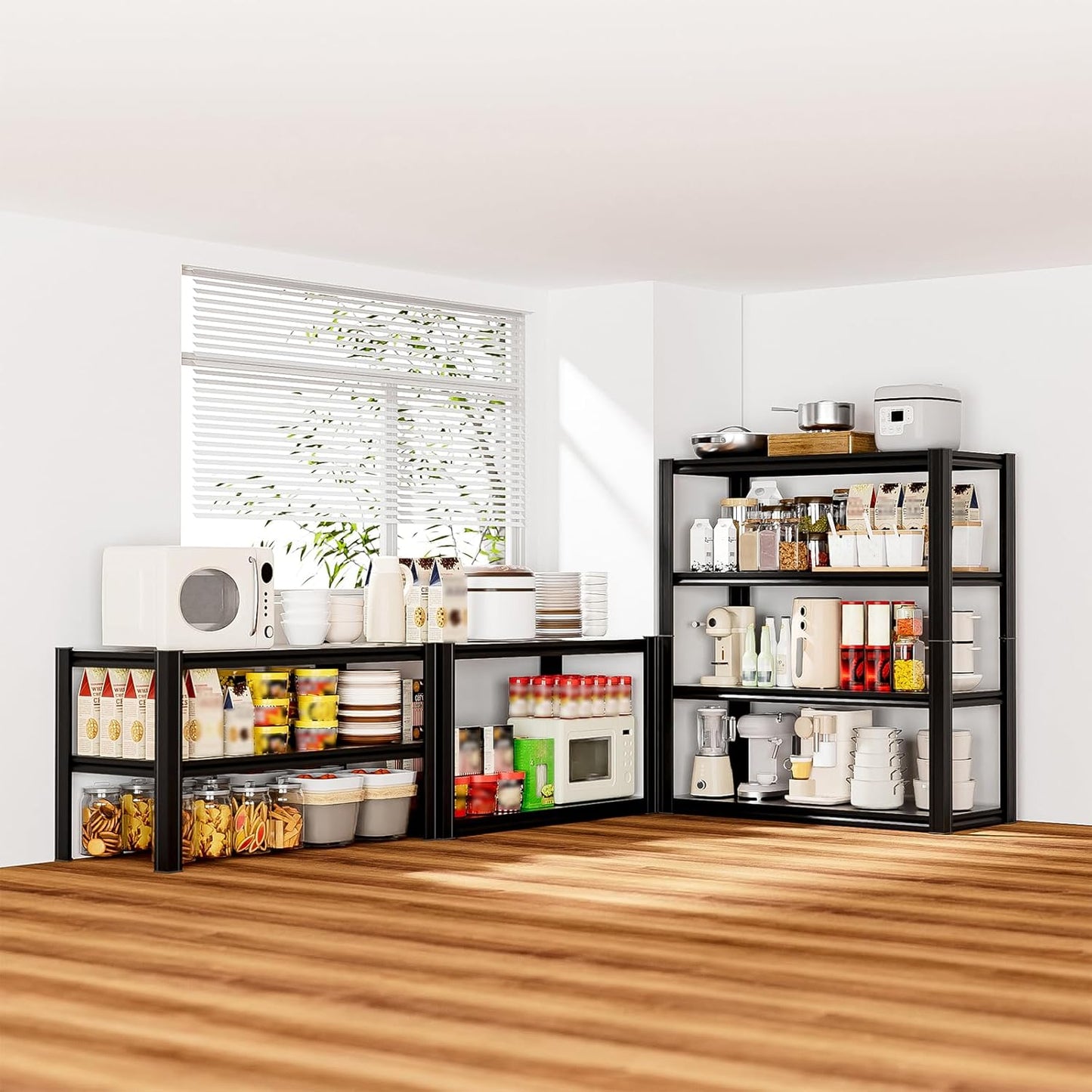 4-Tier Garage Shelving Unit - 40" W x 20" D x 60" H, 2500LBS Metal Industrial Storage Rack, Adjustable Heavy Duty Shelves for Garage (Black)