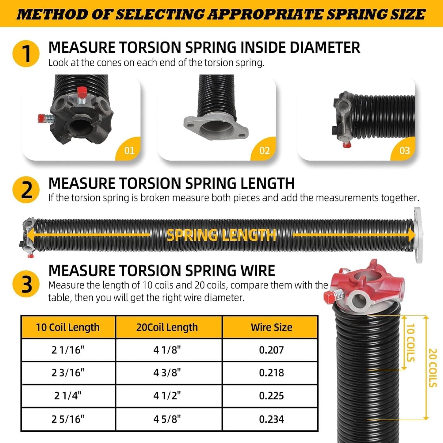 Pair of 2"Garage Door Torsion Springs Set with Non-Slip Winding Bars, Electrophoretic Coated (0.192X2"X18")