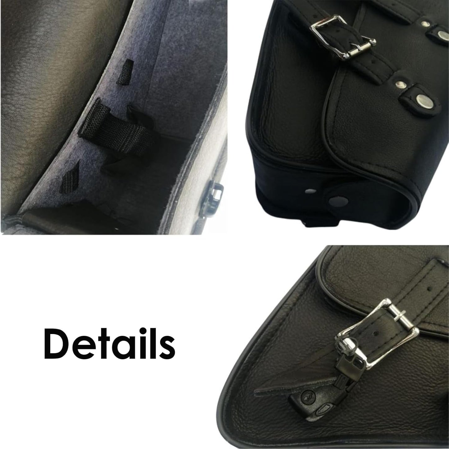 GARGOYLE BELLS Premium Naked Leather Swing Arm Bag For Motorcycle Left Side Solo Bags Saddle Bags For Softails Choppers (Style-2, Brown)