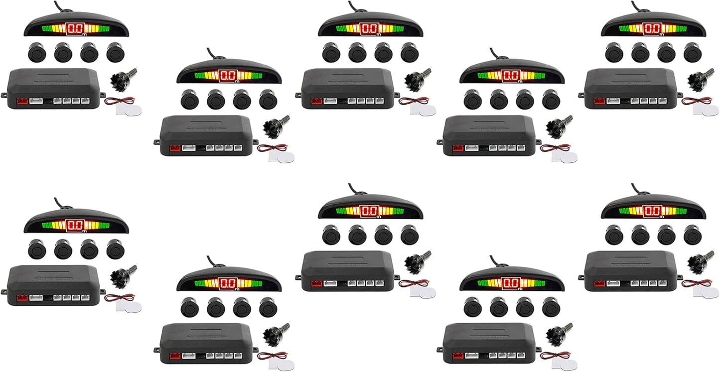 ZONETECH New 4 Parking Sensors LED Display Car Reverse Backup Radar System 10 Pack