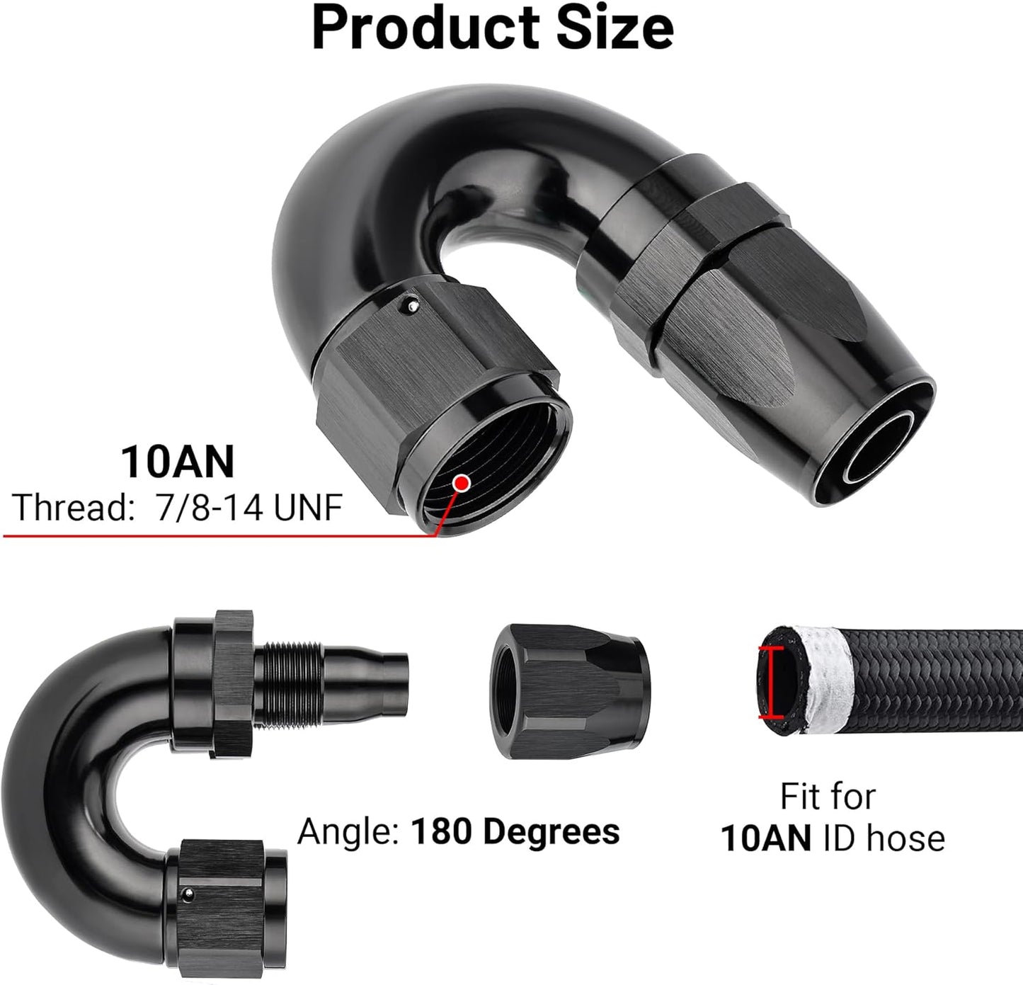 EVIL ENERGY 10AN 180 Degree One Piece Full Flow Hose End Fitting Swivel For CPE Braided Hose