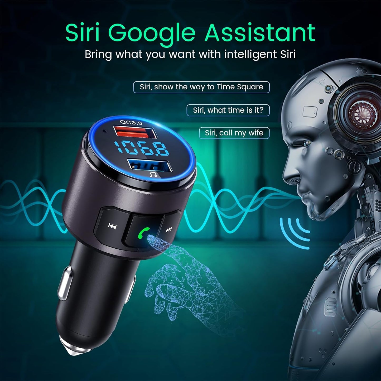 Upgraded V5.0 FM Transmitter for Car-Brown…