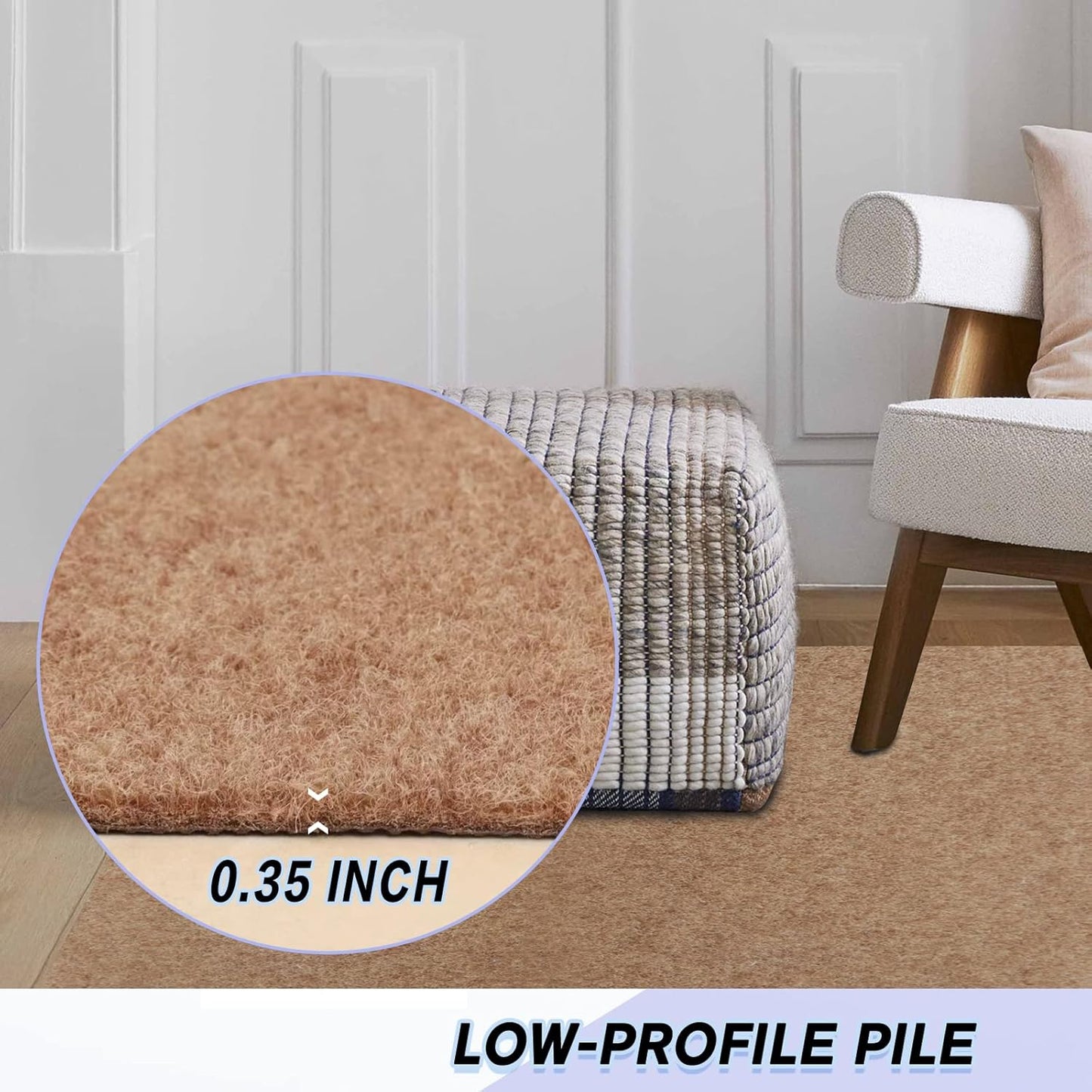 Custom Size Backed Non-Slip Area Rugs Runner, Easy Clean, Waterproof Runner Rugs for Hallway Entryway, Kitchen, Laundry, 3FT x 39FT, Beige