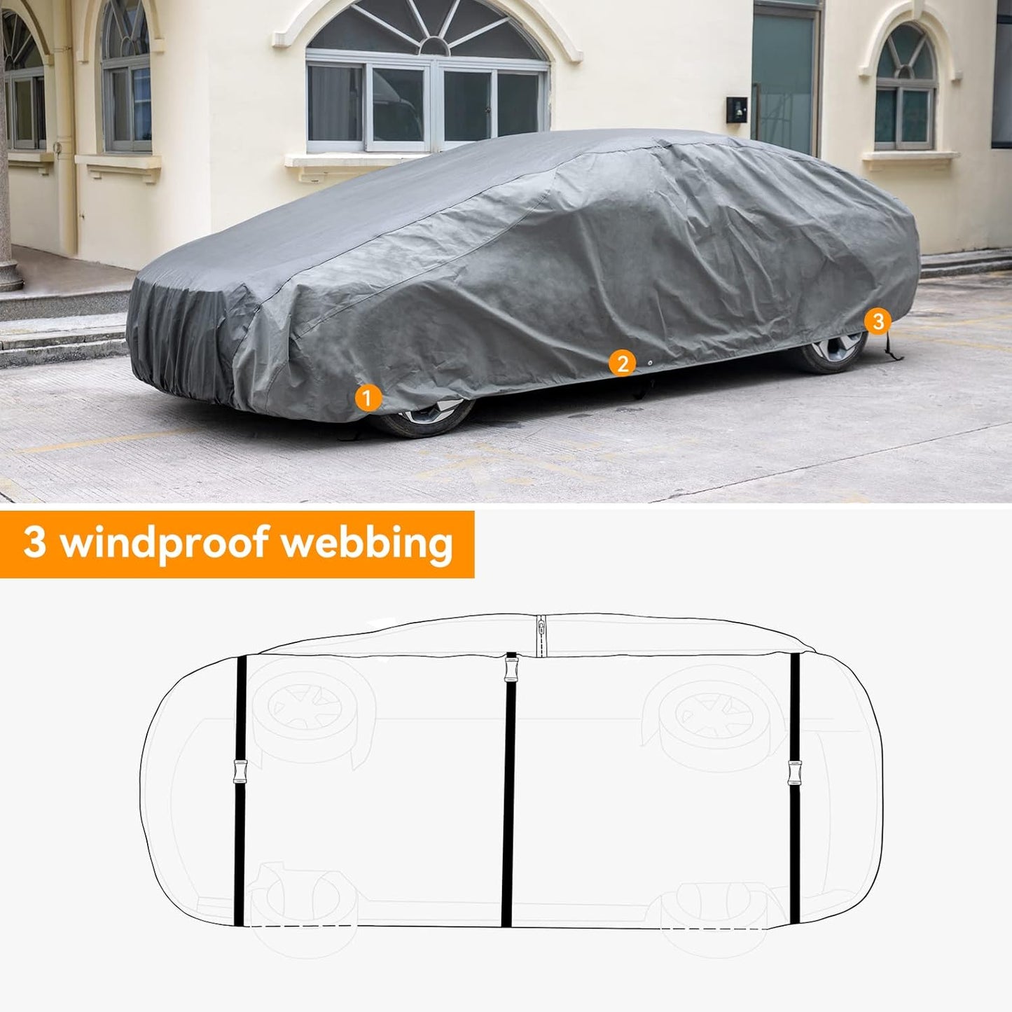 XCAR Ultra Light Waterproof Hatchback and Crossover Car Cover for Automobiles All Weather Protection, Windproof & Breathable, Fits Cars Up to 165"