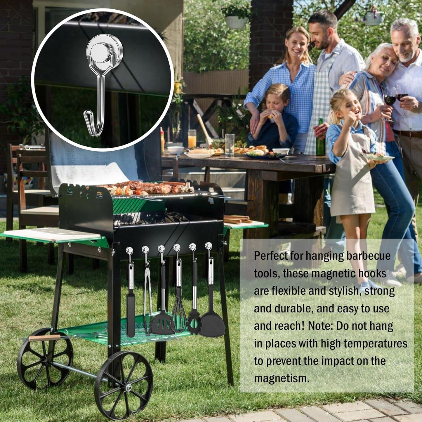 FINDMAG 100 Pack Magnetic Hooks, 30lbs+ Magnetic Hooks for Cruise Cabins, Heavy Duty Strong Neodymium Swivel Swing Hooks for Refrigerator, Grill, Home Supplies, Kitchen Organization - Silver