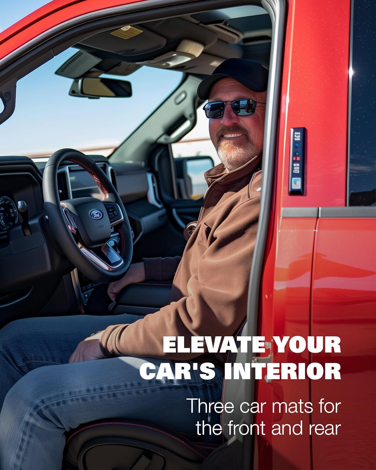 Floor Mats for Ford F150 - Tailored Fit for 2015-2025 Ford F-150 SuperCrew Cab Lightning Truck - Set of 3 - Anti-Slip Backing - 34oz Heavy Duty Carpet Mat - All Weather Car Liner