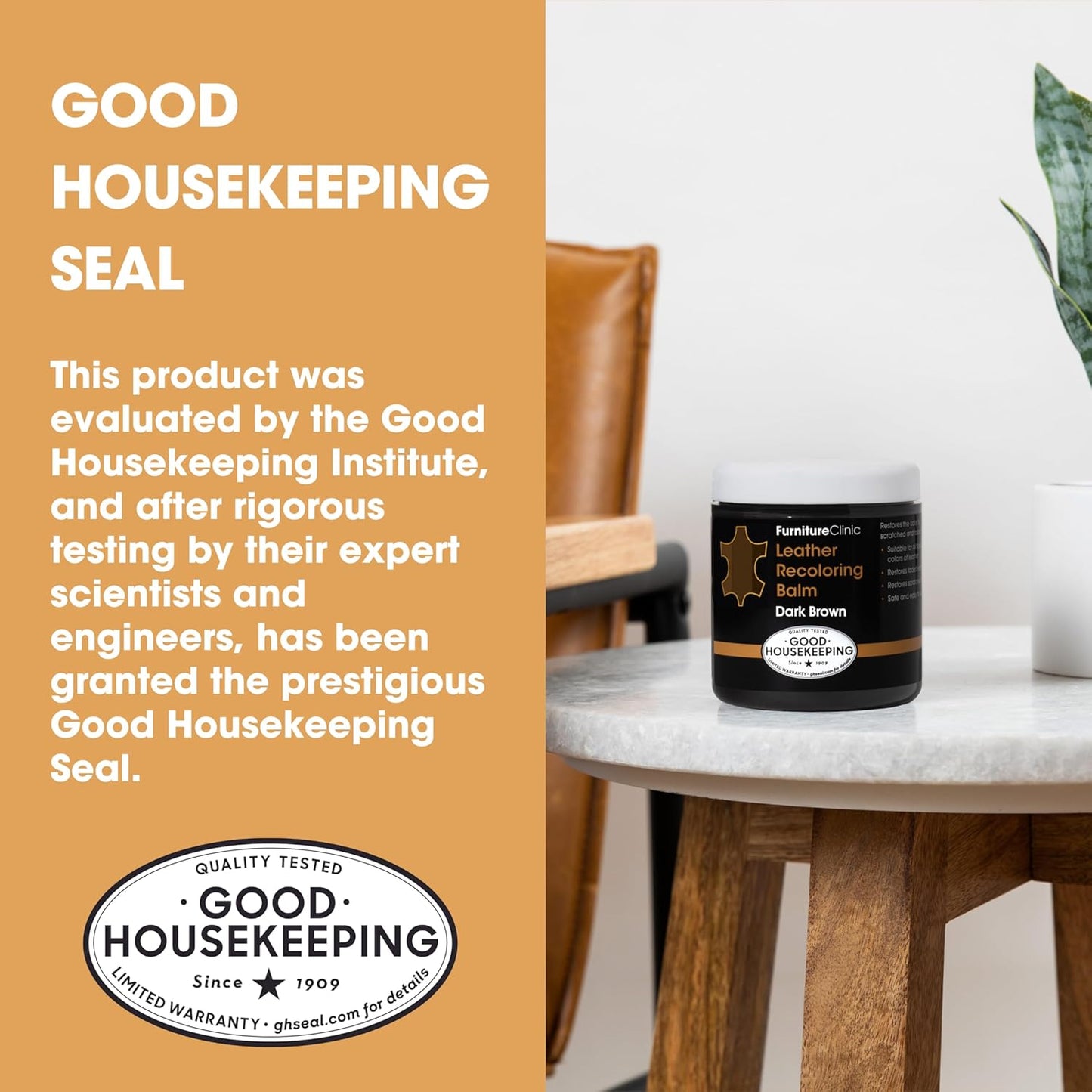 The Original Leather Recoloring Balm by Furniture Clinic - Tan Leather Dye for Furniture, Couches & Car Seats - Restore Scratched, Faded, & Damaged Surfaces