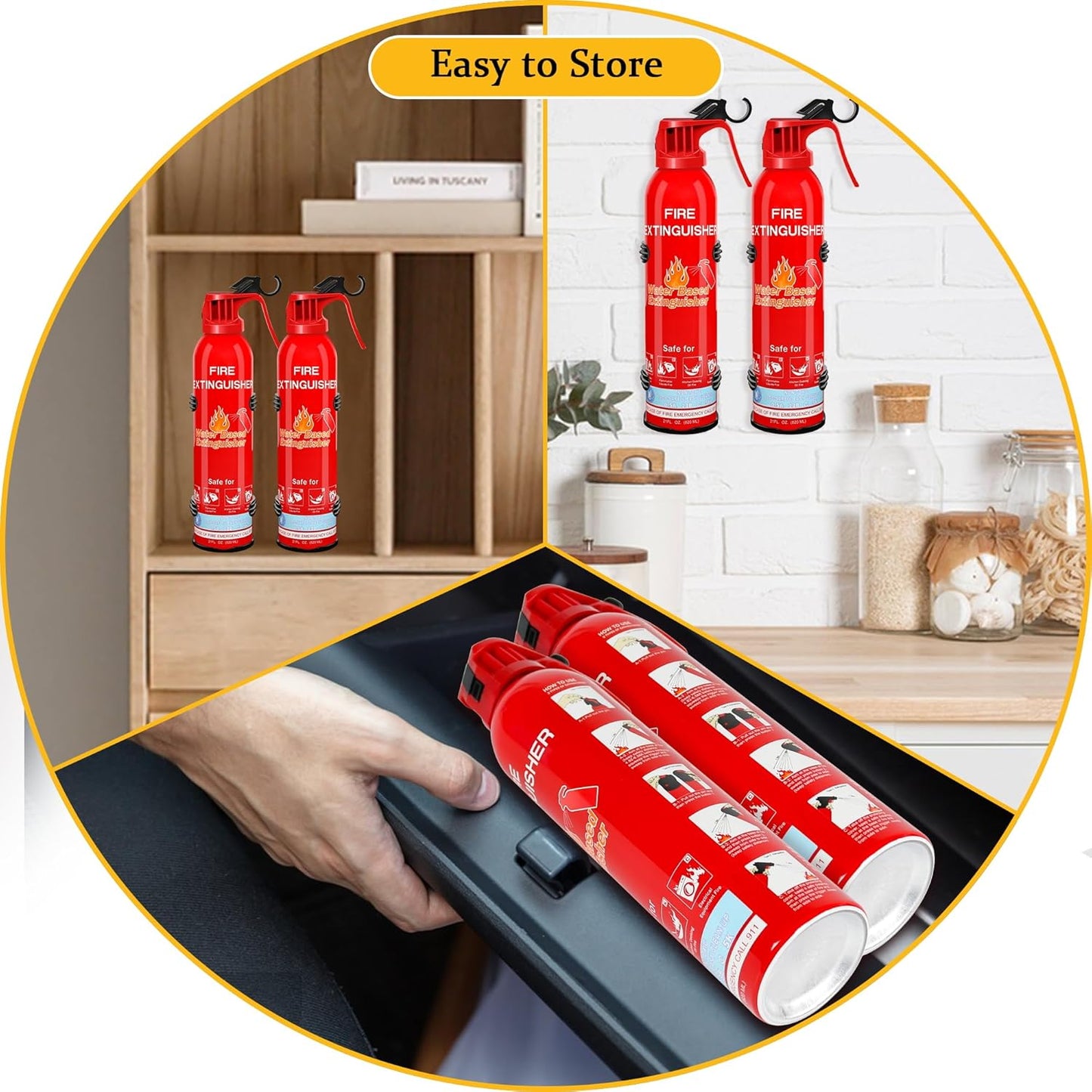 Fire Extinguisher for Home with Mount, 4 Pack Upgraded 8-in-1 Portable Fire Extinguishers For Vehicle Car Boat Marine Kitchen Emergency Supplies, Water-Based Extinguisher For A, B, C, K Fire Types