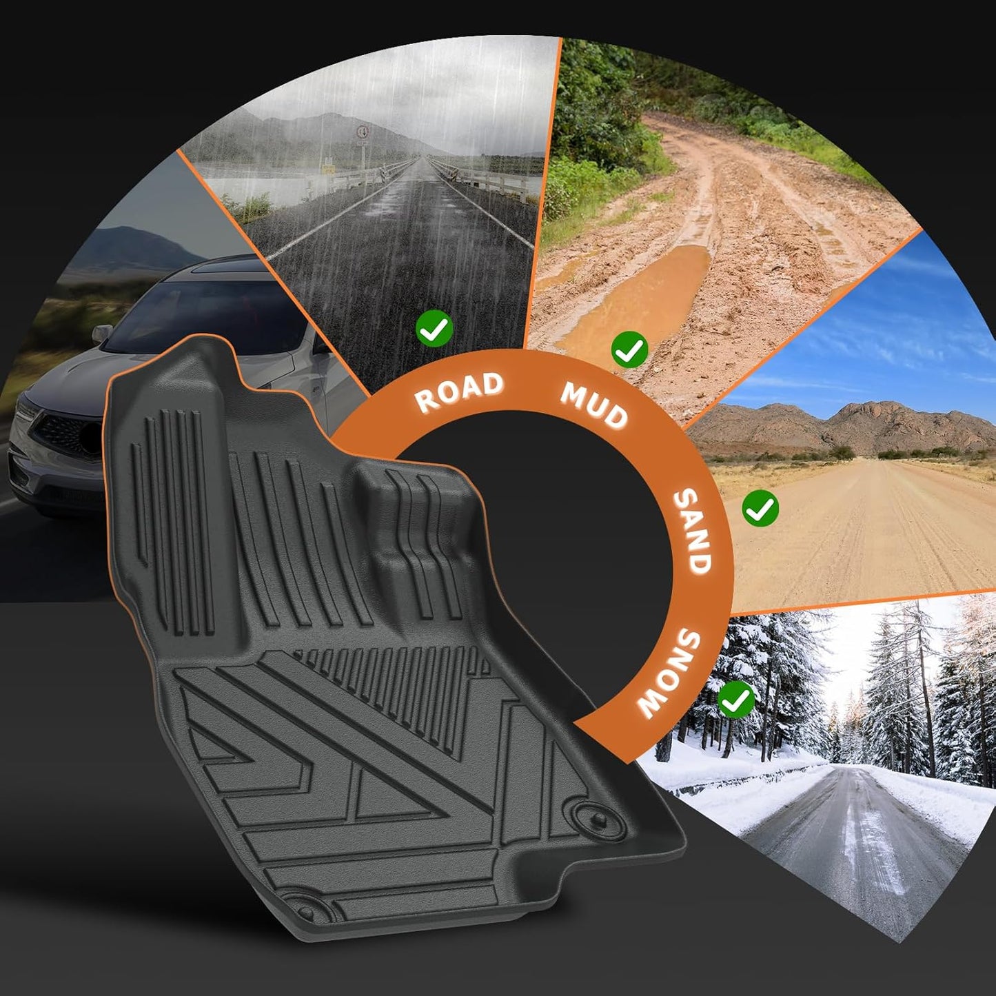 Car Floor Mats and Trunk Mat for 2024 Honda Prologue and Chevy Blazer EV with Cargo Liner All Weather TPE Anti-Slip Thicken Waterproof 1st & 2nd & Rear Cargo Liner for Honda Prologue Accessories