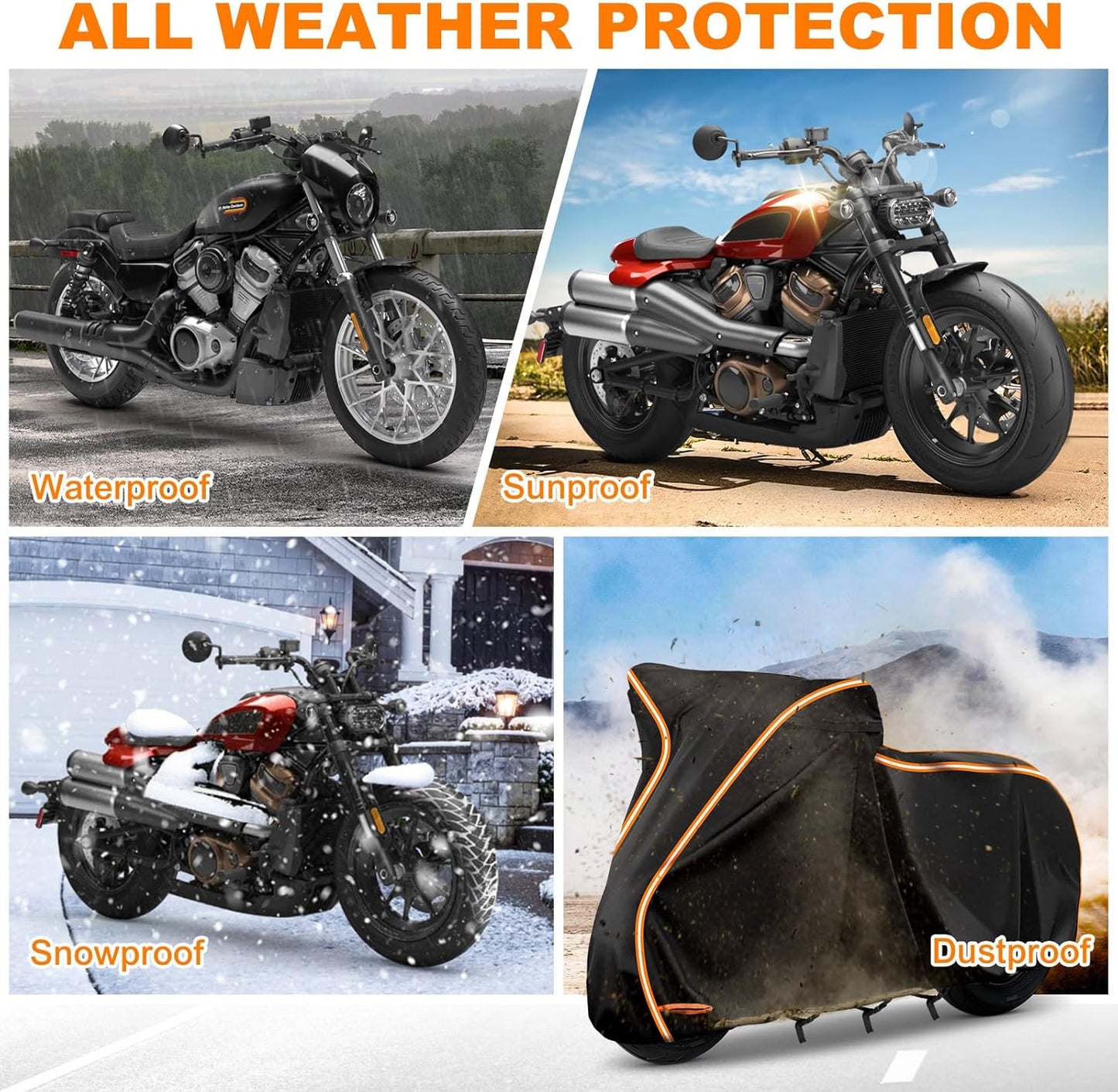 420D Motorcycle Cover for Sport Model Harley Davidson Sportster S, Sporster 883, Nightster Special, Superlow, Superlow 1200T, 1200 Custom,Outdoor Bike Cover Windproof Heavy Duty Waterproof Protection