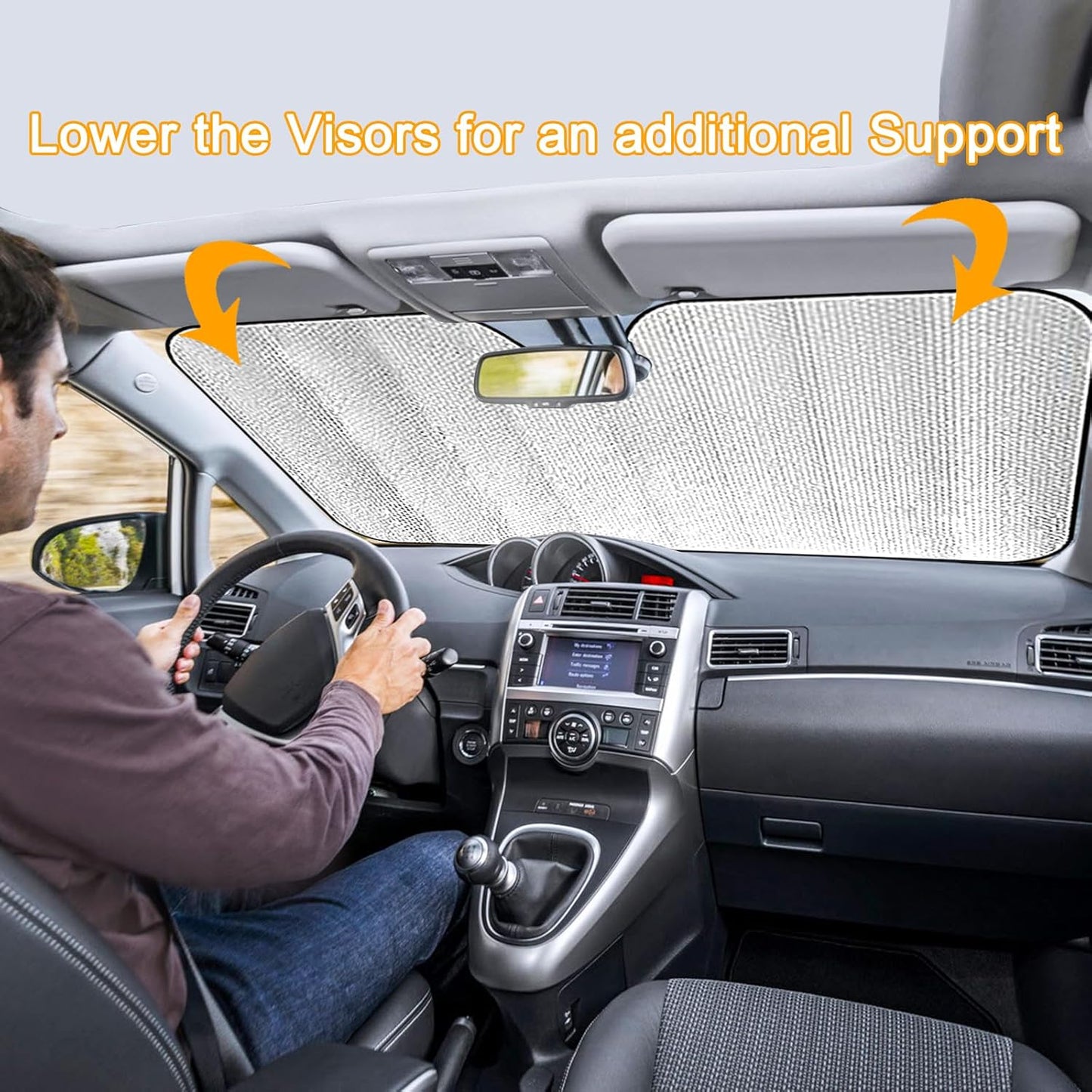 Custom Windshield Sun Shade for Car Personalized Window Sunshades Add Your Photo Logo Text Image Customize Car Sun Visor Foldable UV Ray Sun Protector for Sedans SUV Trucks (S)