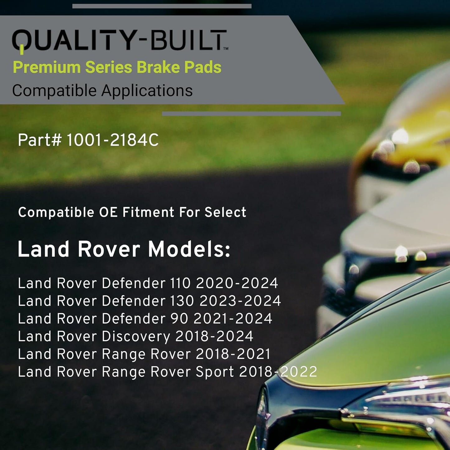 Premium Ceramic Front Brake Pads (1001-2184C) Compatible with 2018-2024 Land Rover (Defender 110/Defender 130/Defender 90/Discovery/Range Rover/Range Rover Sport)