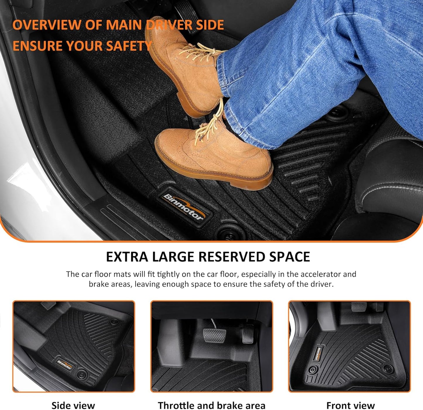 Binmotor-Floor Mats & Cargo Liner for Nissan Murano 2025, 1st & 2nd Row Full Set, TPE Rubber Waterproof Car Mats All Weather Heavy Duty Car Floor Liners-Black for Nissan Murano Accessories