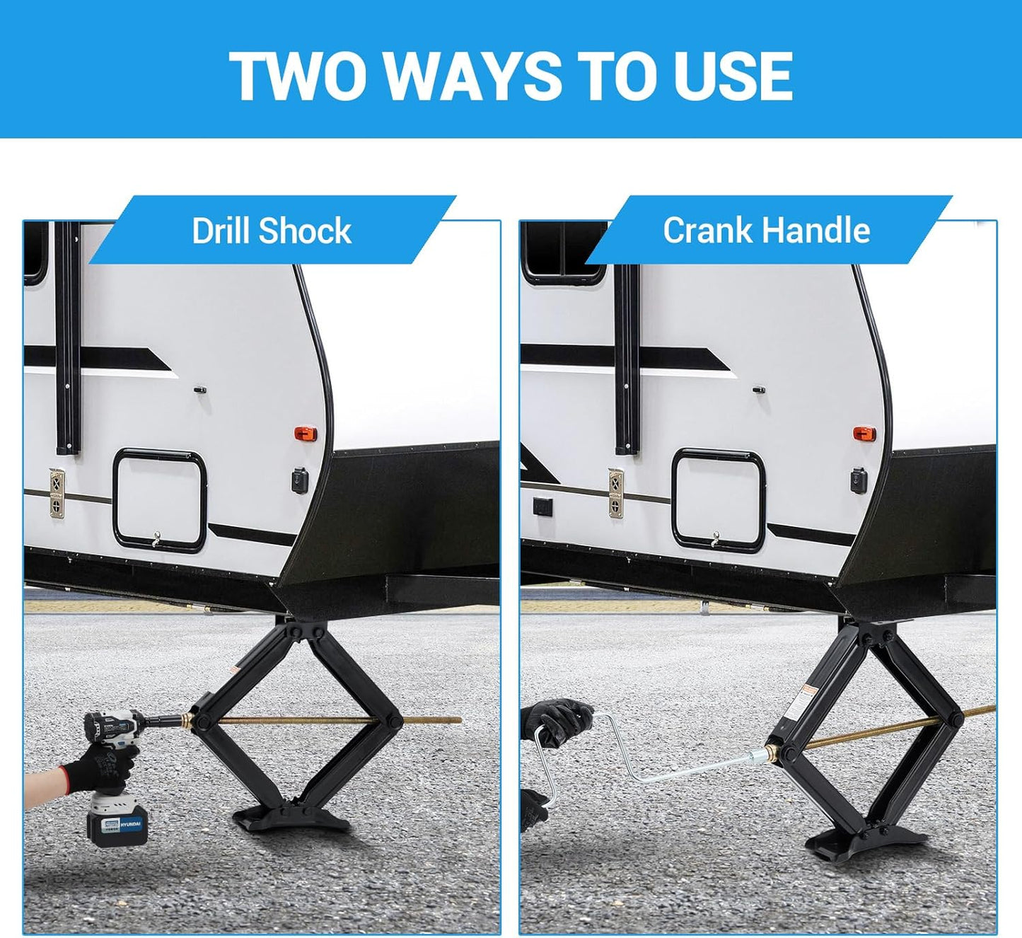 24" Car Scissor Jack,Support 7500lb Load Capacity Leveling Stabilizer with Crank Handle, RV Stabilizer Jack with 4"-24" Adjustable Height, Powder Coated Steel for Travel Trailers, RVs & Campers
