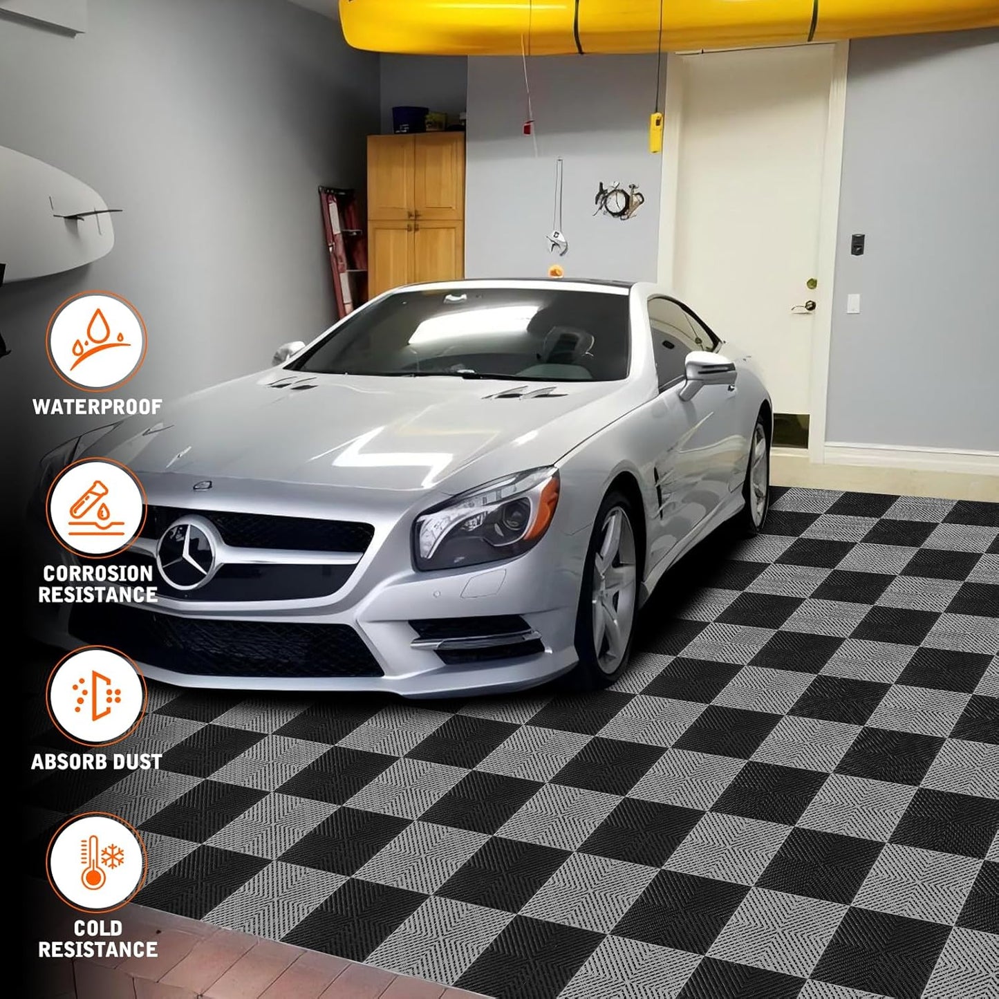 Interlocking Garage Floor Tiles - 0.79in,Vented, Self-Draining, Non-Slip Flooring, Modular, Virgin Polypropylene, Ideal for Garages, Patios, Basements, Decks -51.6 sq ft (Black, 30PCS)