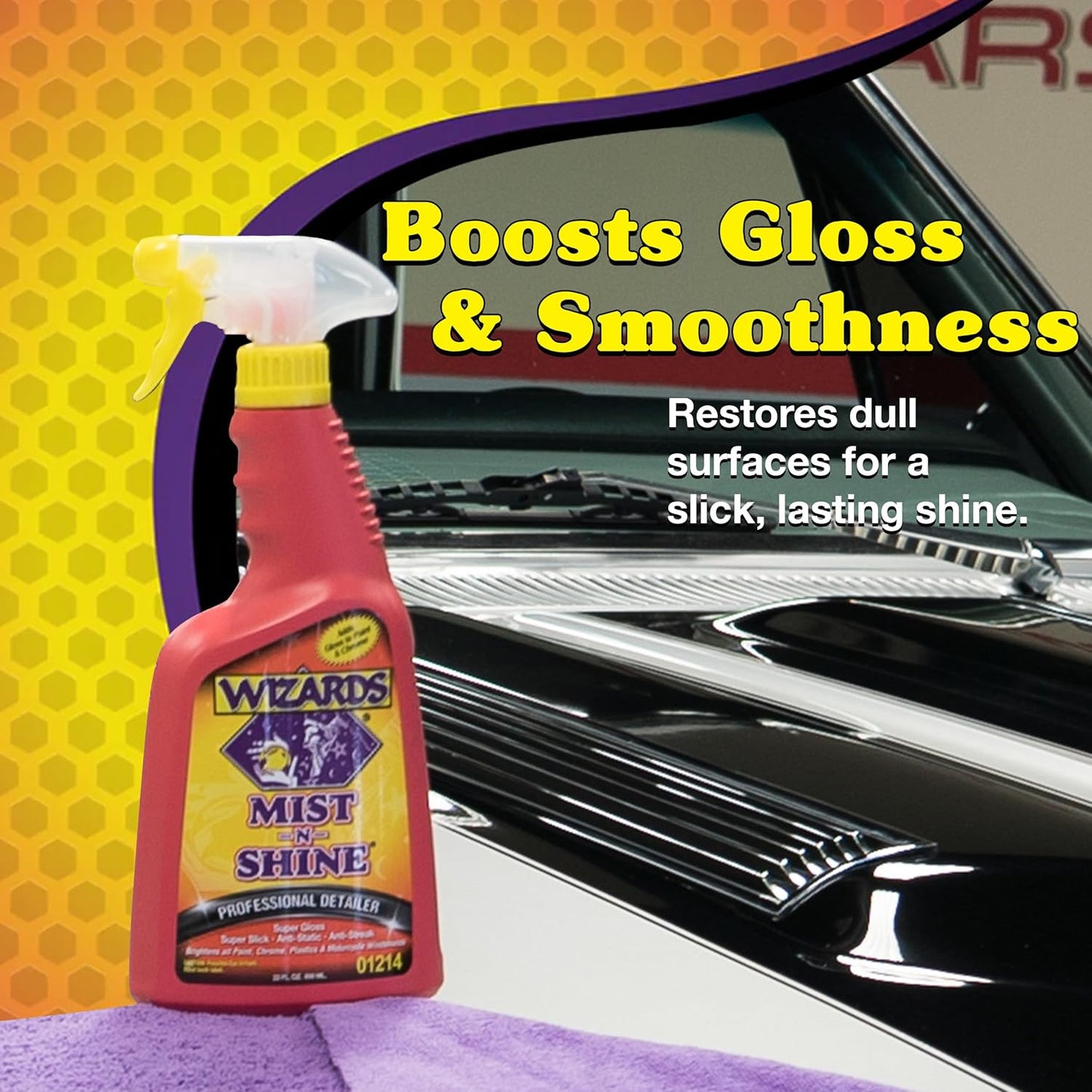 Wizards Mist-N-Shine Detail Spray - 22 Oz - Multi-Purpose High Gloss Finish Waterless Quick Detailer Spray for Glass, Chrome, Paint and Plastics - Car Exterior Cleaner for Auto Detailing Supplies