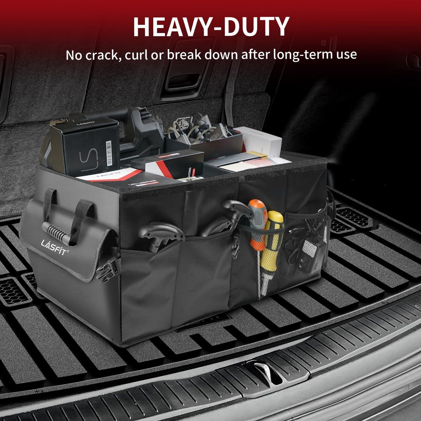 LASFIT Trunk Mat for Jeep Grand Cherokee L 2021-2025 6-Passenger and 7-Passenger All Weather TPE Custom Fit Cargo Mat Trunk Liner Cargo Liner, Black